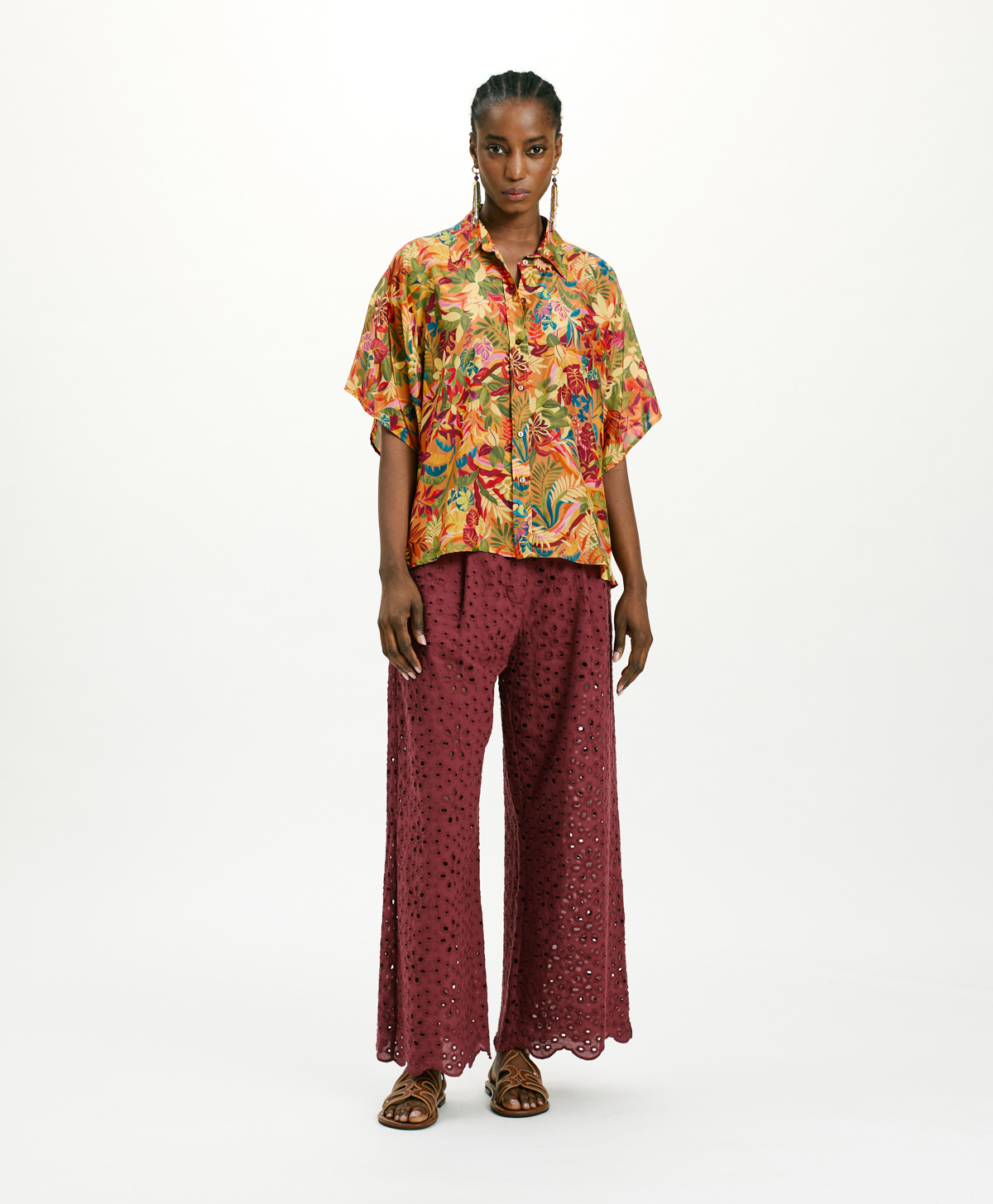BROOKLYN SHIRT IN PRINTED HABUTAI SILK - MULTICOLOR ORANGE - Clothing - Momonì
