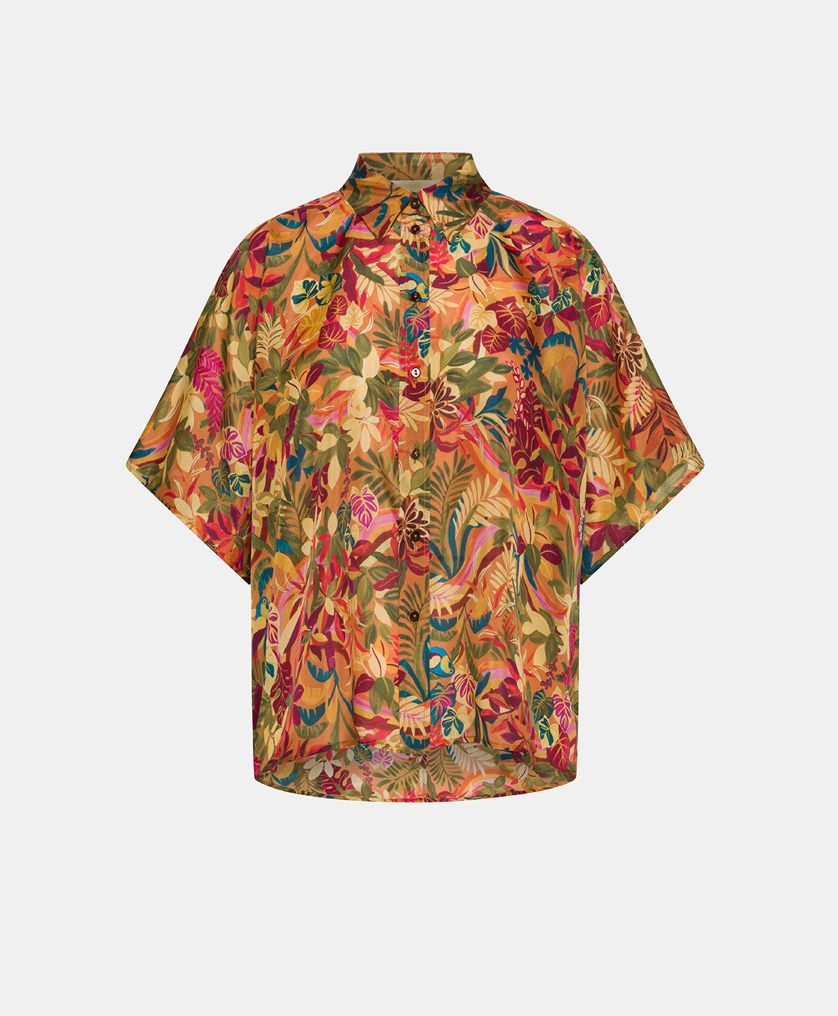 BROOKLYN SHIRT IN PRINTED HABUTAI SILK - MULTICOLOR ORANGE - Clothing - Momonì