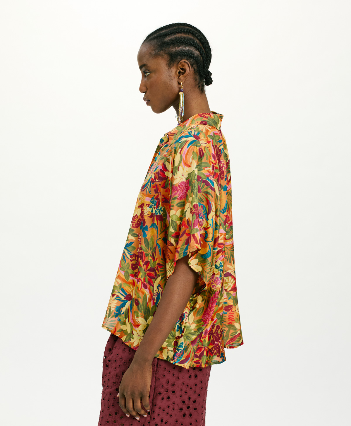 CAMICIA BROOKLYN IN HABUTAI STAMPATO - MULTICOLOR ARANCIO - Momonì