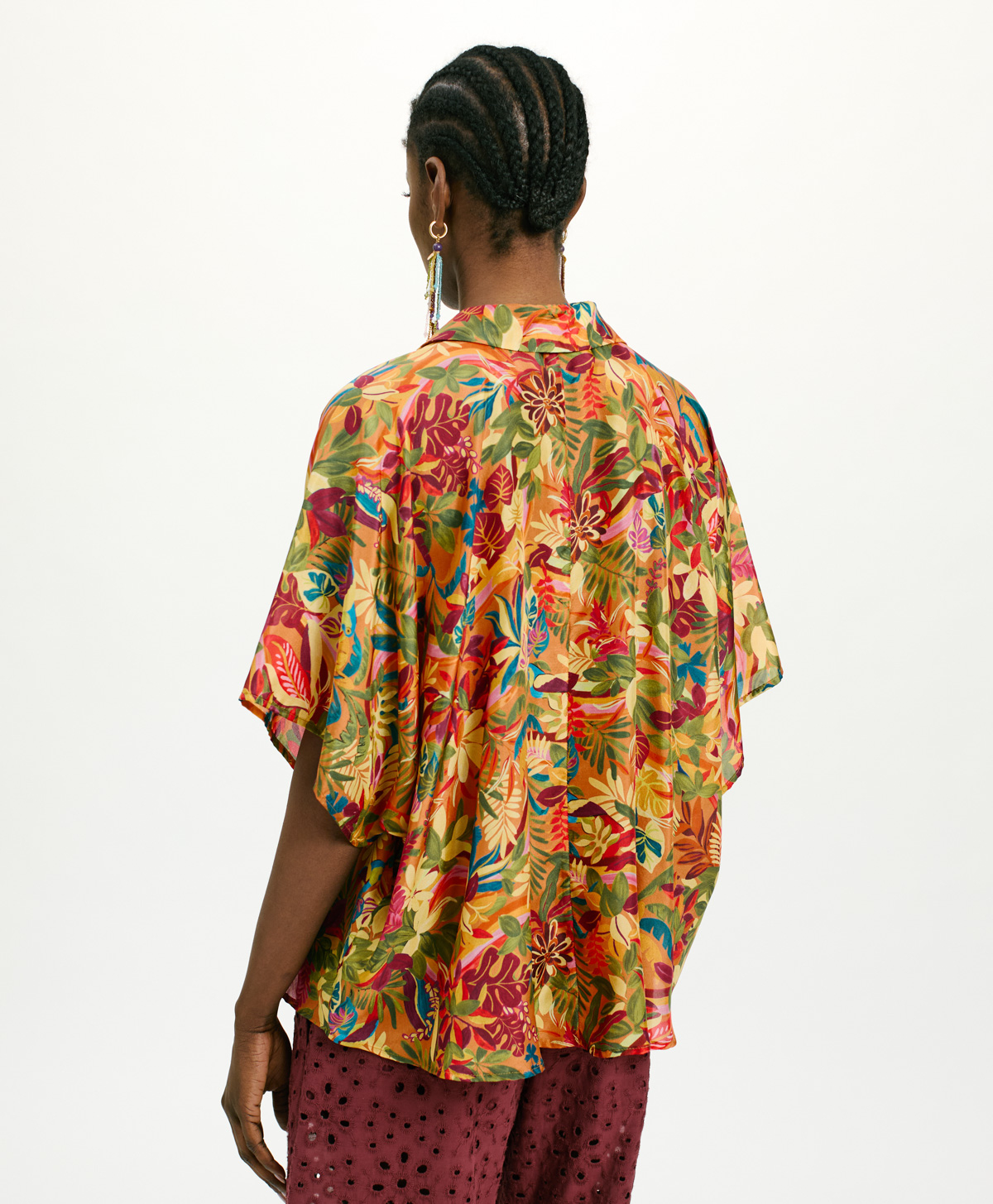 CAMICIA BROOKLYN IN HABUTAI STAMPATO - MULTICOLOR ARANCIO - Momonì