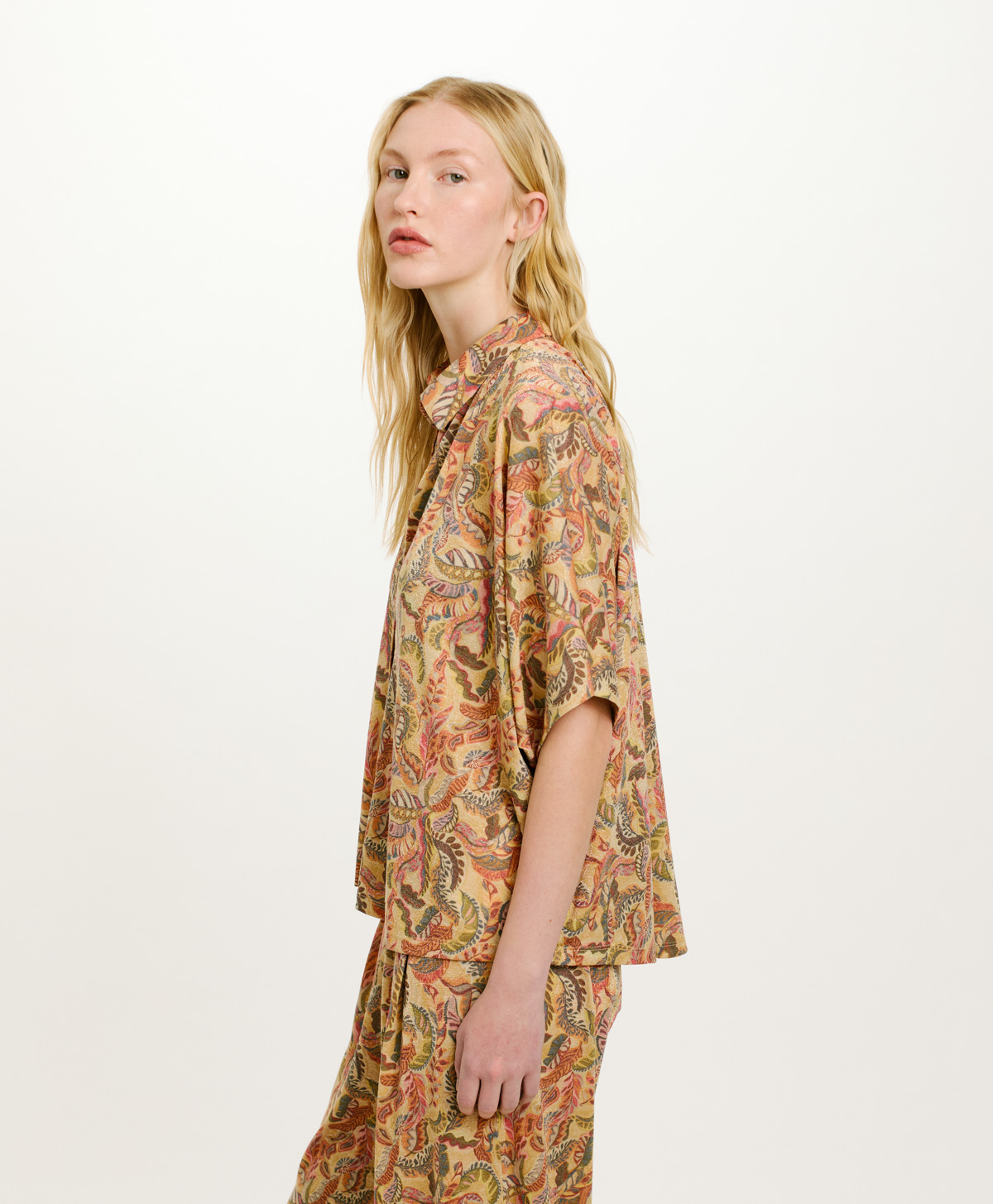 BROOKLIN SHIRT IN PRINTED LUREX JERSEY - MULTICOLOR MAGENTA - Momonì