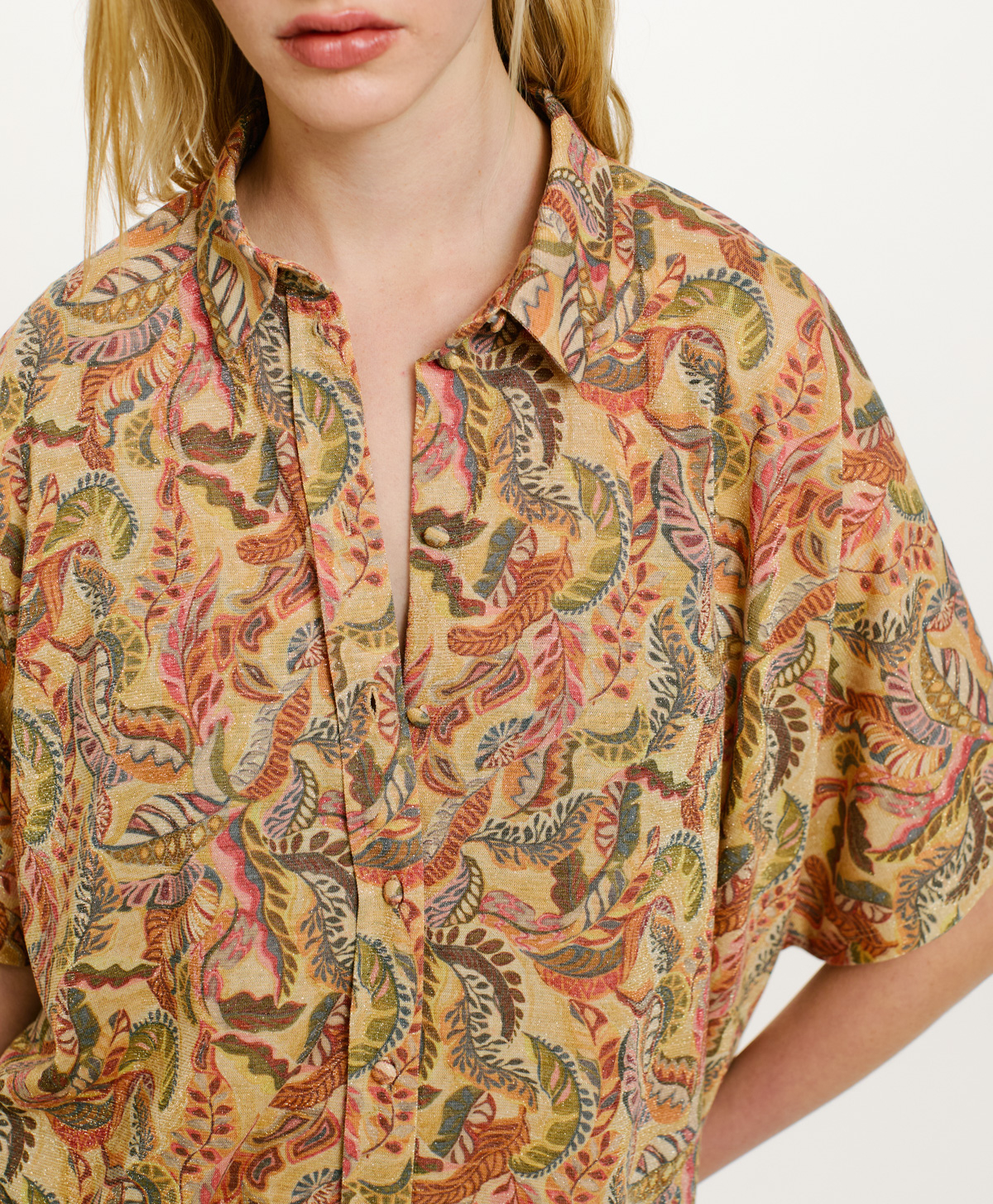 BROOKLIN SHIRT IN PRINTED LUREX JERSEY - MULTICOLOR MAGENTA - Momonì