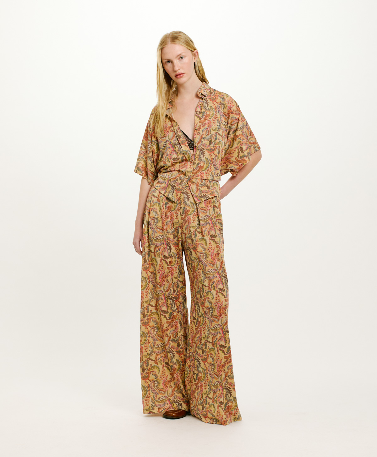 BROOKLIN SHIRT IN PRINTED LUREX JERSEY - MULTICOLOR MAGENTA - Momonì