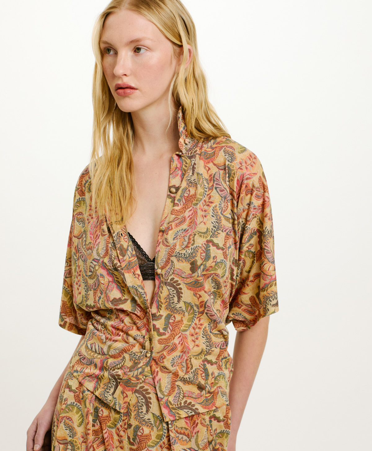 BROOKLIN SHIRT IN PRINTED LUREX JERSEY - MULTICOLOR MAGENTA - Momonì