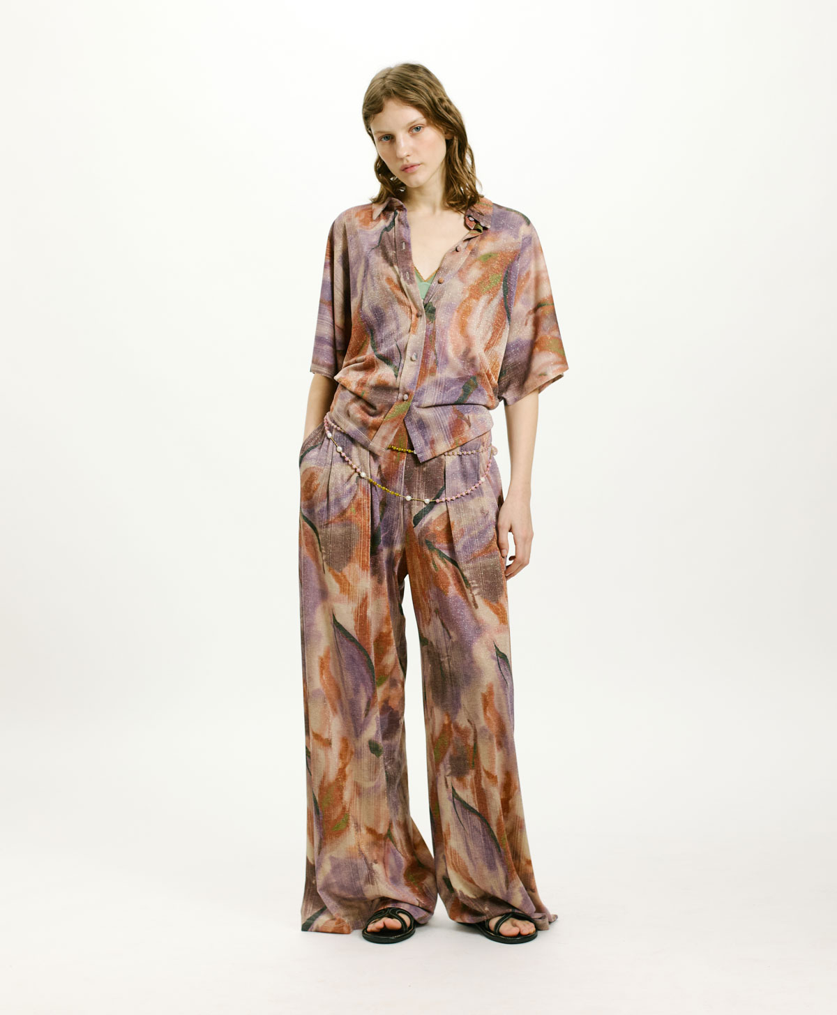 CHEMISIER BROOKLYN EN JERSEY LUREX IMPRIMÉ - MULTICOLORE - Momonì