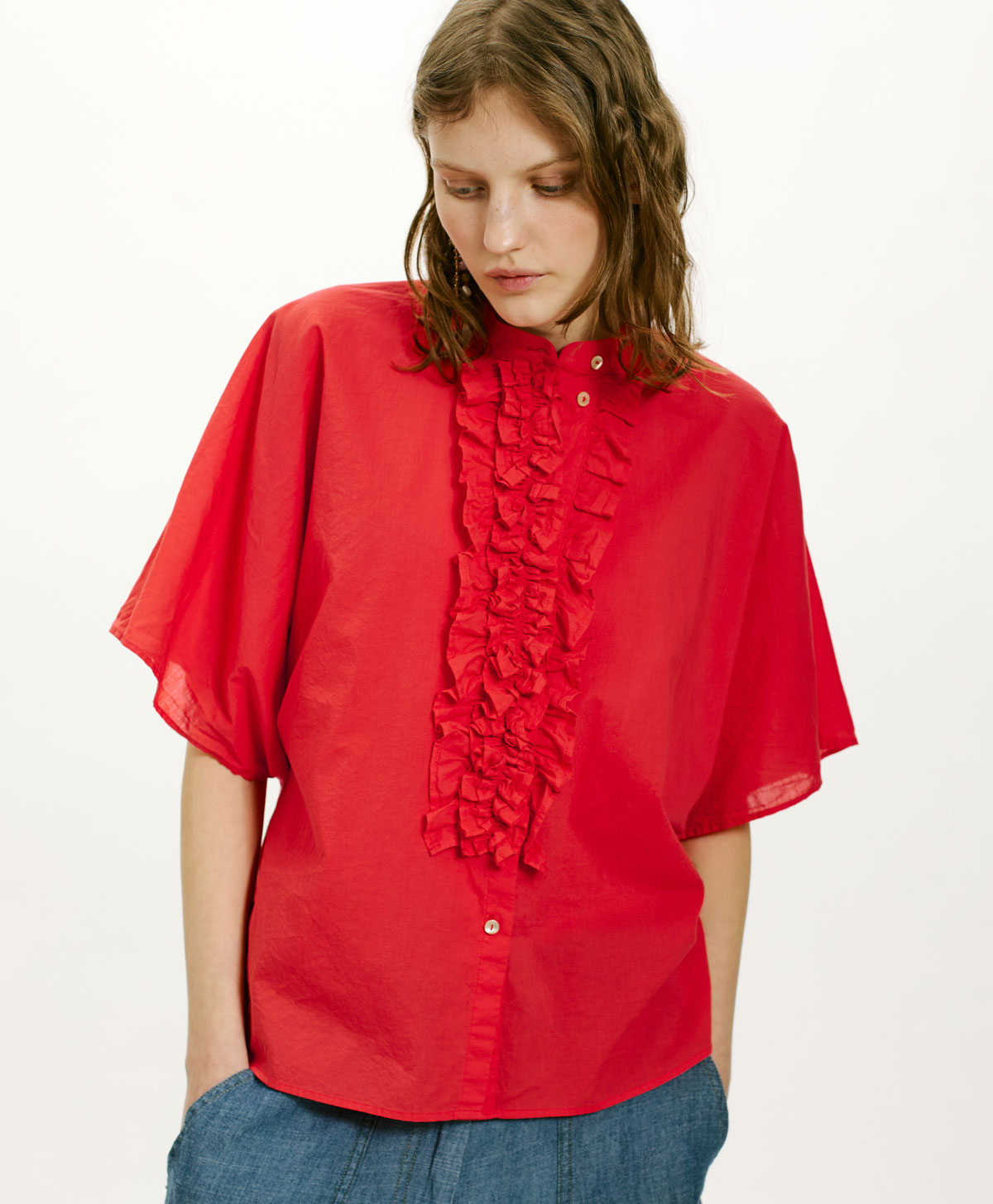 CHEMISIER BERENICE EN COTON - ROUGE - Clothing - Momonì