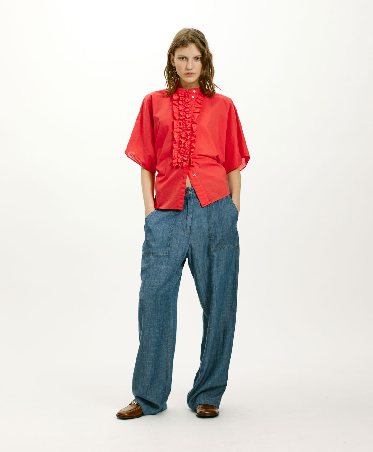 CAMICIA BERENICE IN COTONE - ROSSO - Momonì