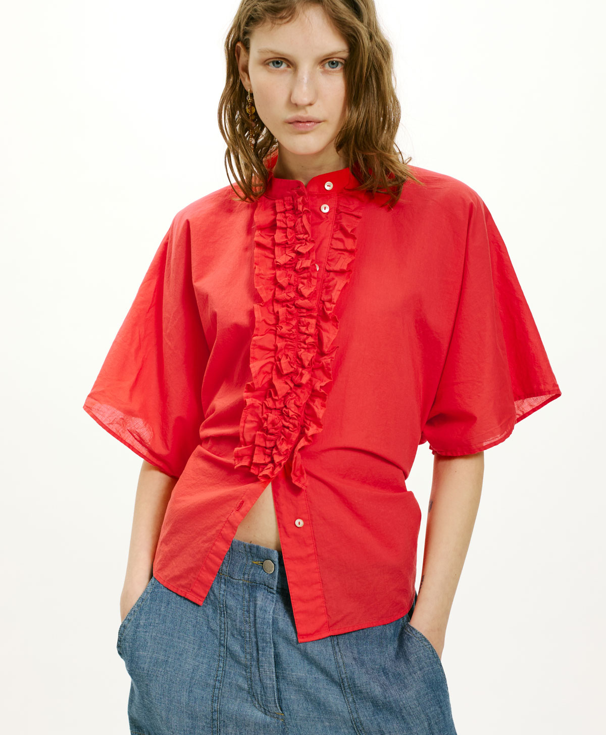 CAMICIA BERENICE IN COTONE - ROSSO - Momonì