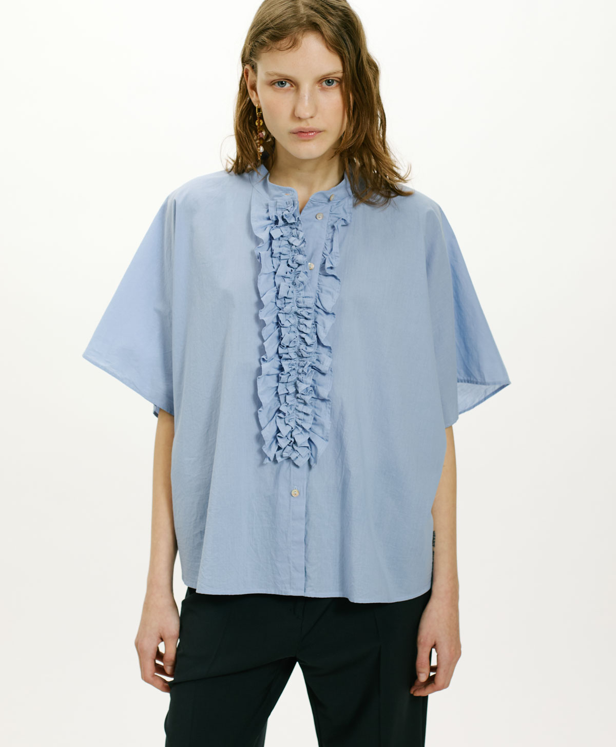 BERENICE SHIRT IN COTTON - SKY BLUE - Momonì