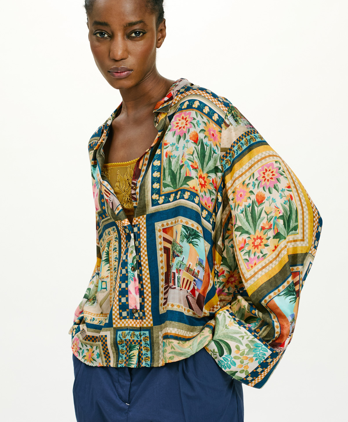 CATINGA SHIRT IN PRINTED HABUTAI SILK - MULTICOLOR GREEN - Clothing - Momonì