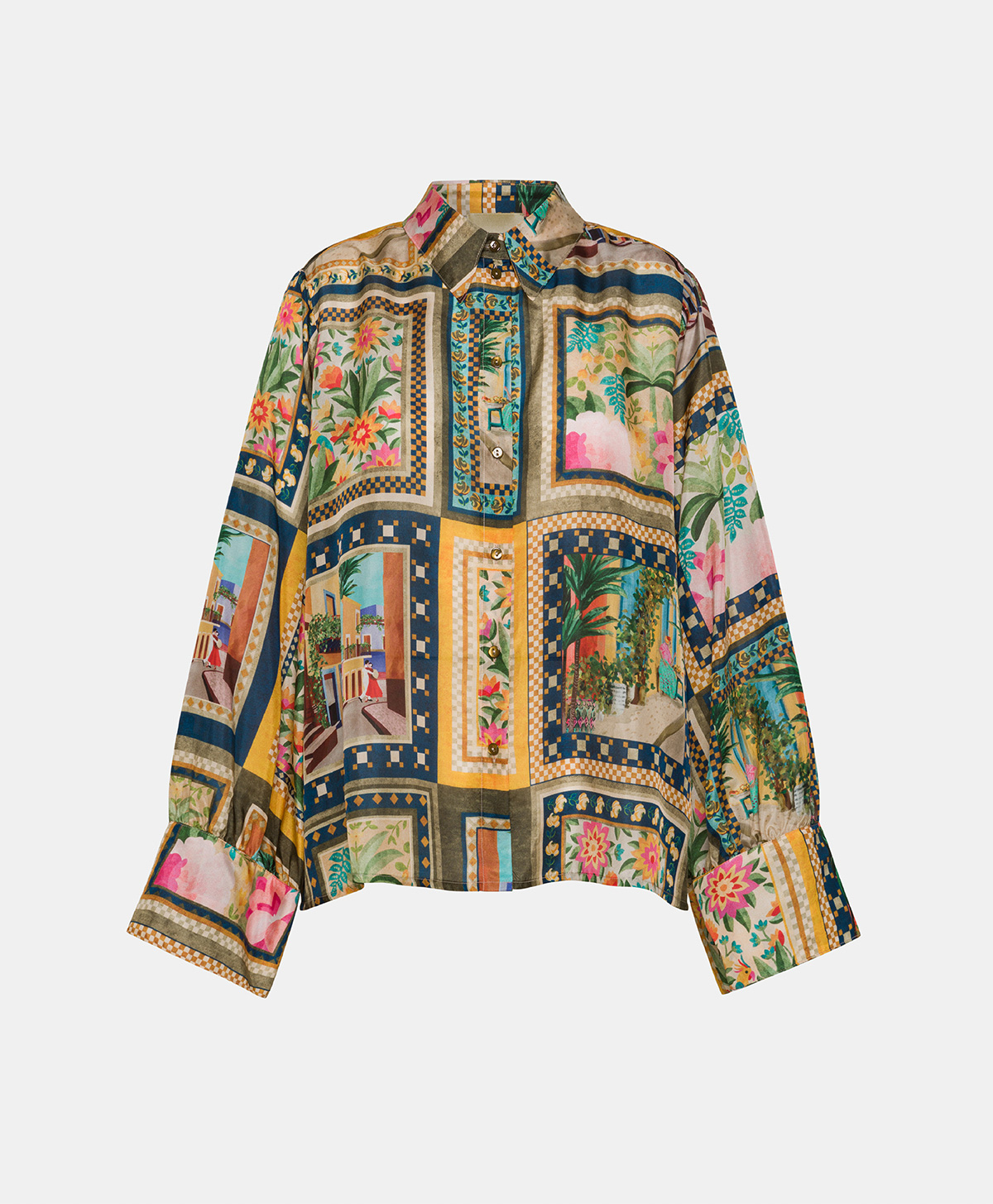 CATINGA SHIRT IN PRINTED HABUTAI SILK - MULTICOLOR GREEN - Clothing - Momonì