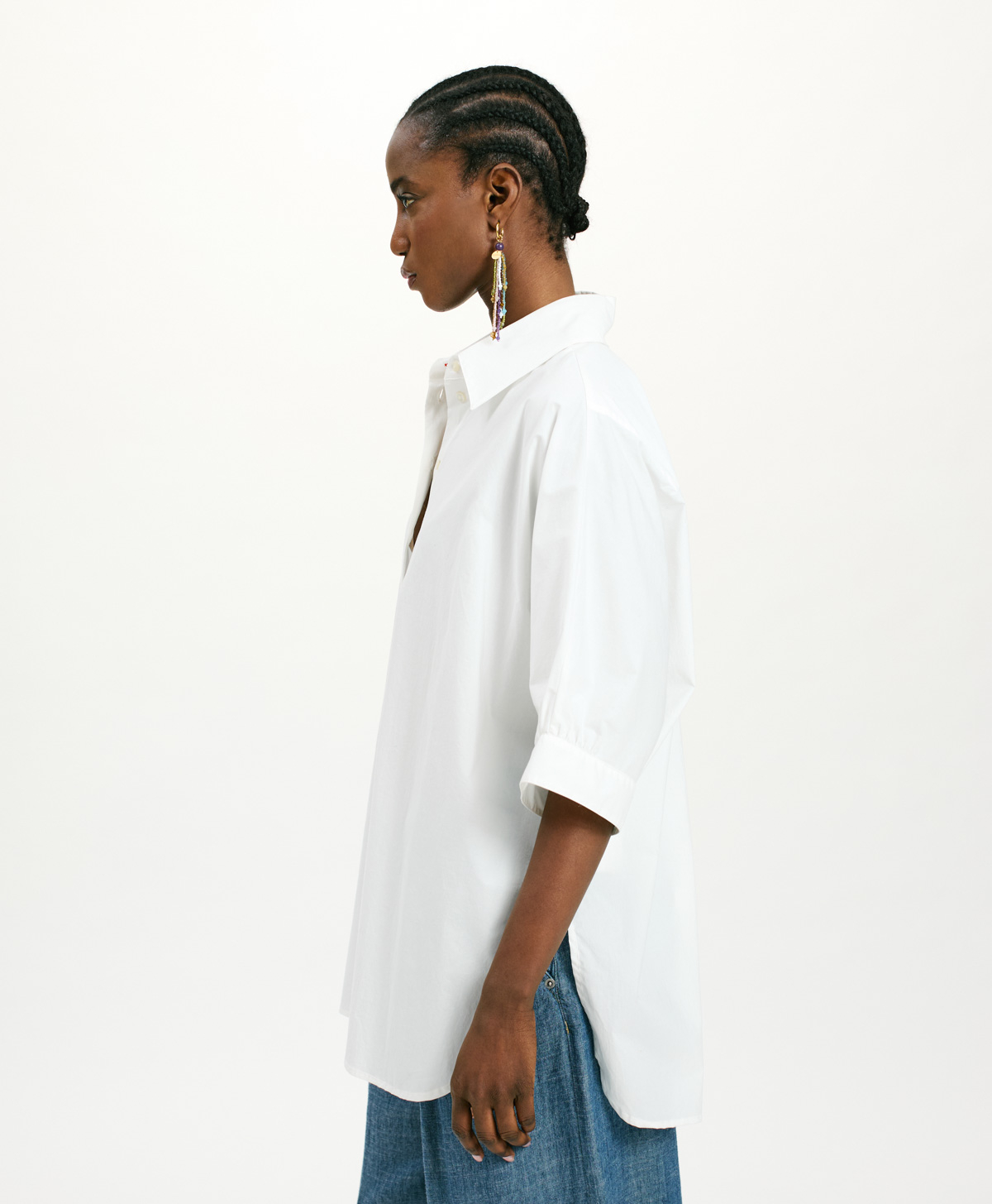 JULIA SHIRT IN NON-STRETCH POPLIN - CREAM - Momonì