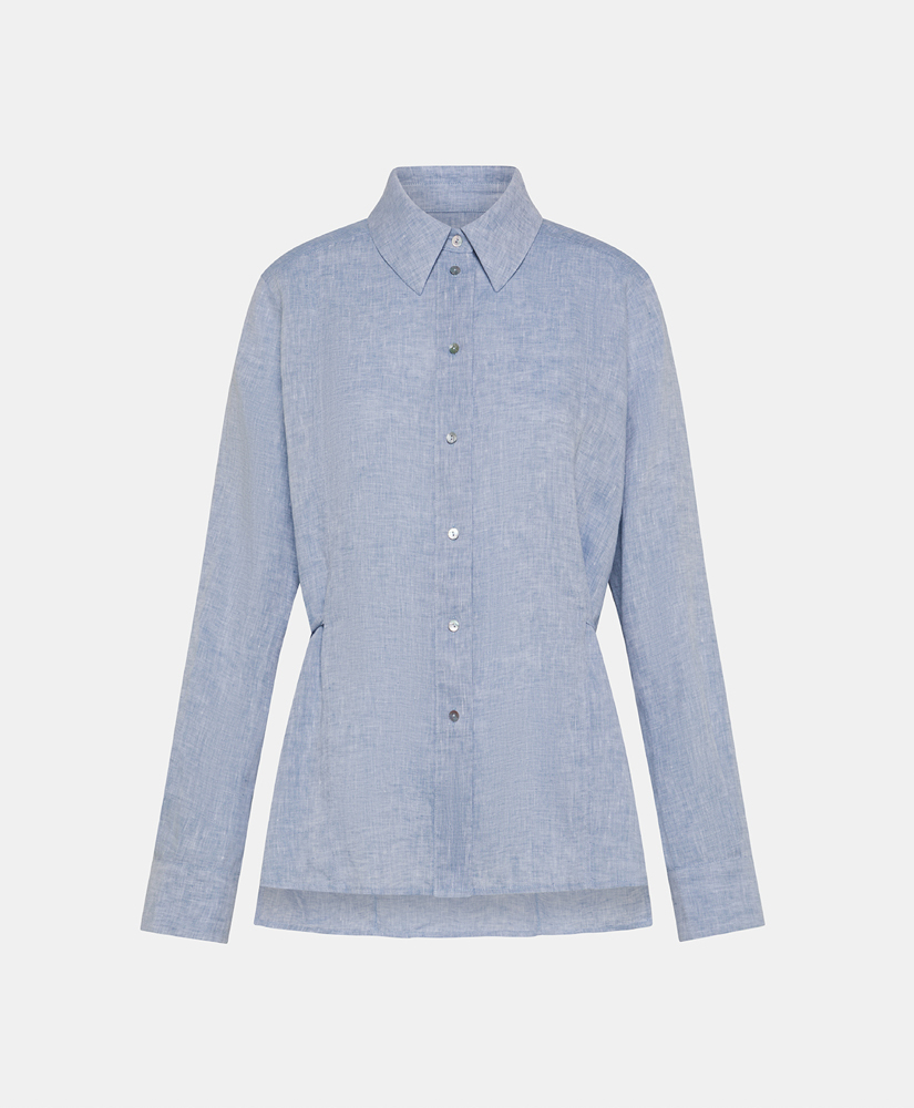 SHARON SHIRT IN YARN DYED LINEN - LIGHT BLUE - Clothing - Momonì