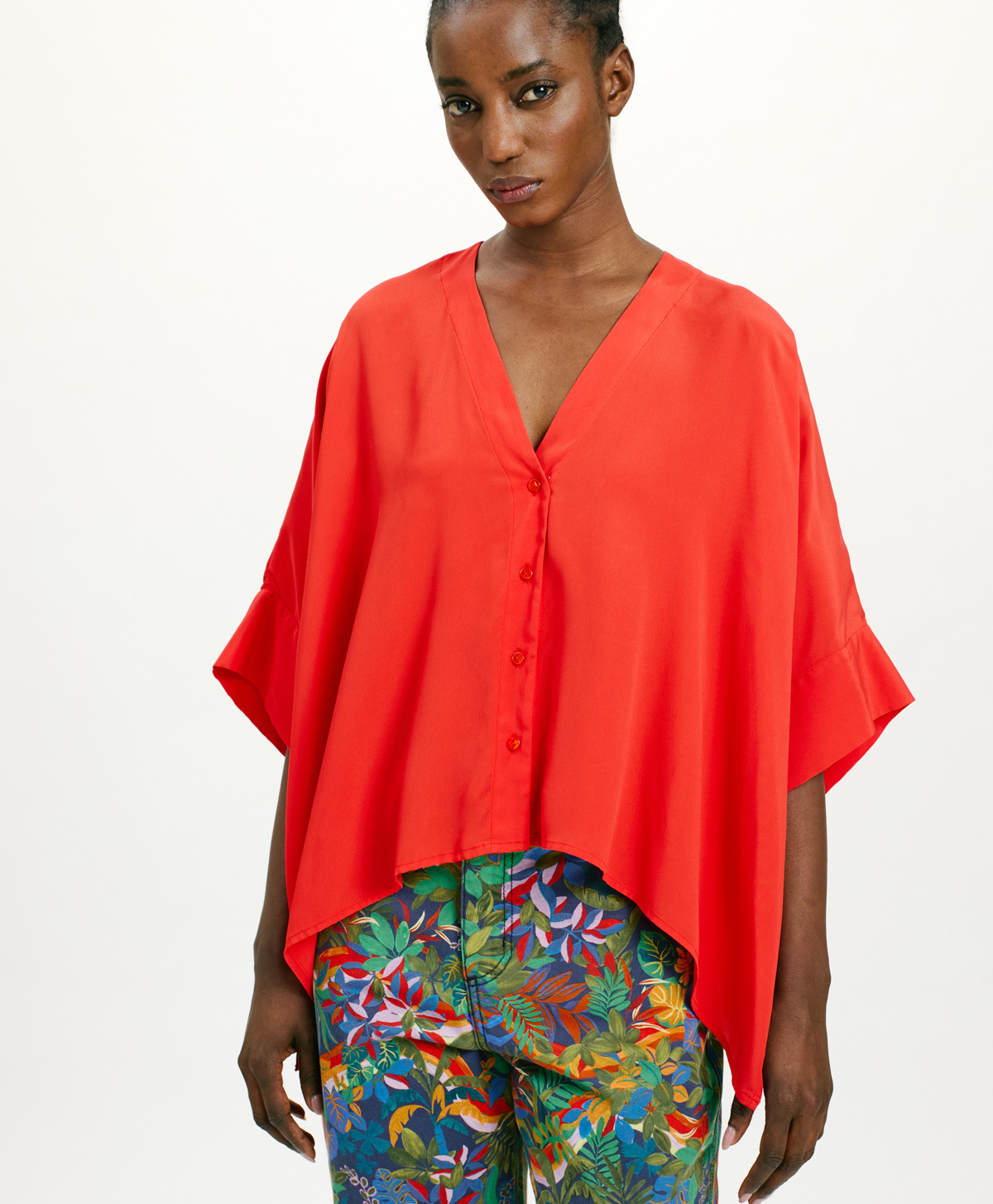 CAMICIA PAHA IN ACETATO SETA UNITO - ROSSO - Clothing - Momonì