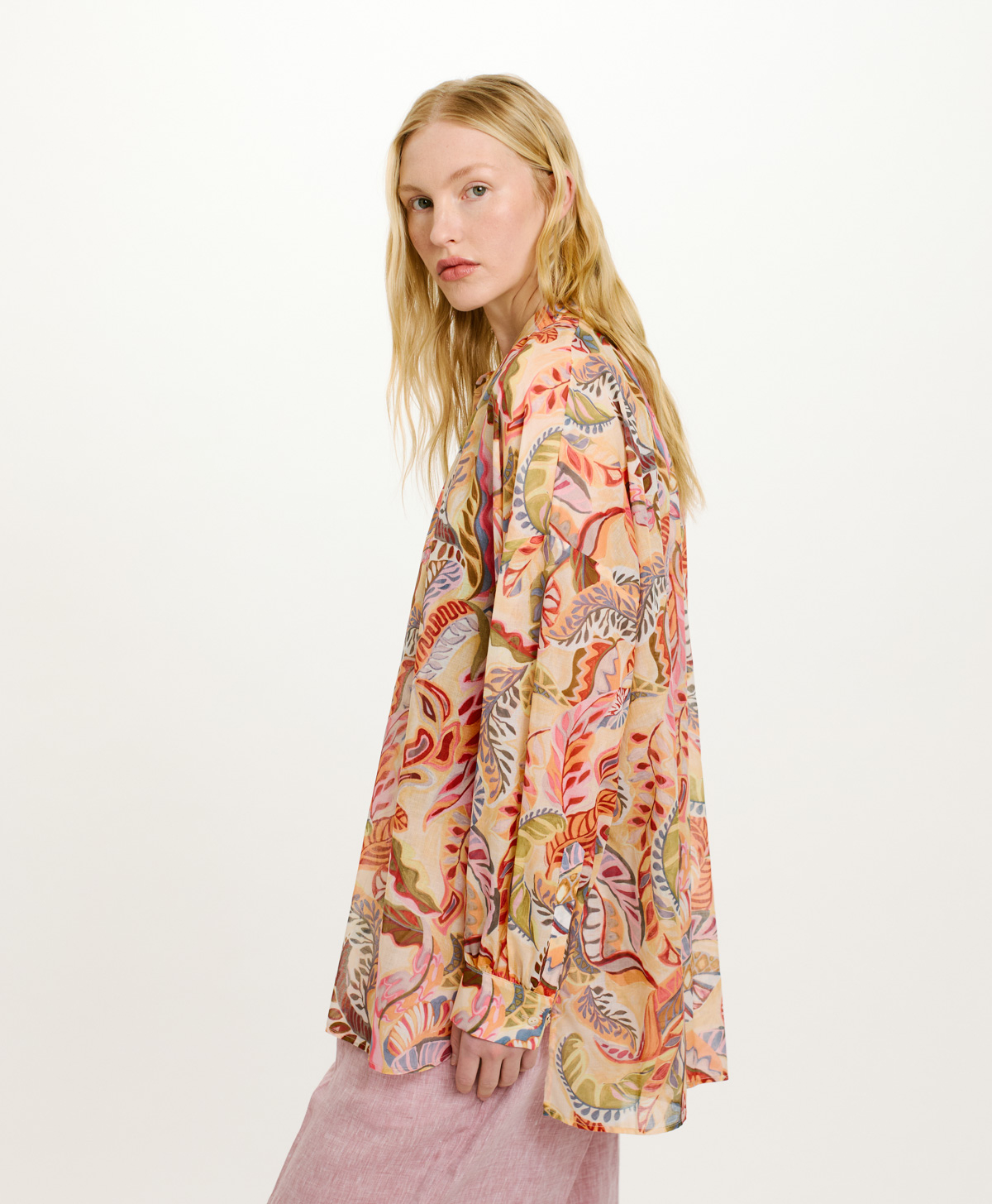 JURUA SHIRT IN PRINTED COTTON VOILE - MULTICOLOR MAGENTA - Momonì