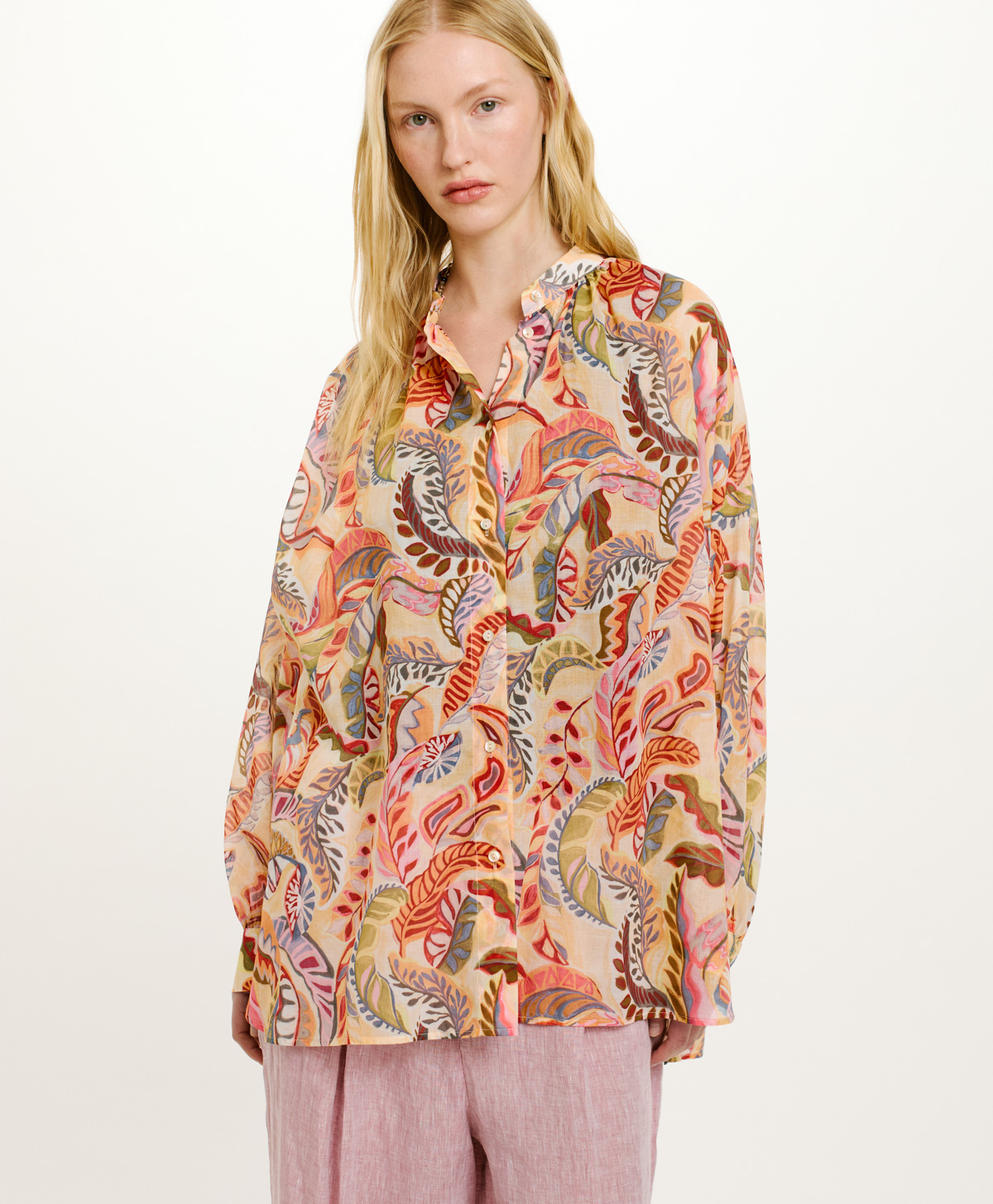 JURUA SHIRT IN PRINTED COTTON VOILE - MULTICOLOR MAGENTA - Momonì