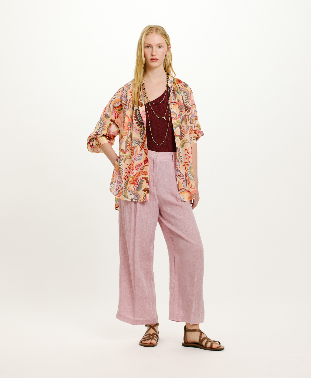 JURUA SHIRT IN PRINTED COTTON VOILE - MULTICOLOR MAGENTA - Momonì
