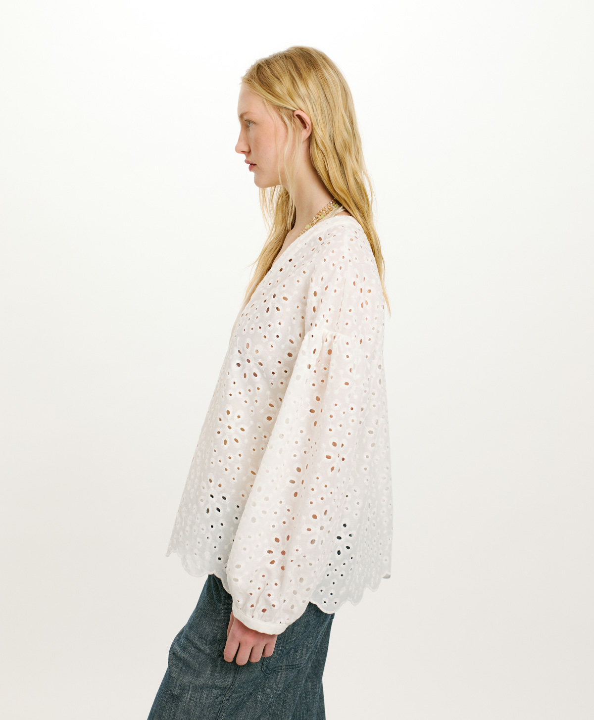 RAYMI SHIRT IN BRODERIE ANGLAISE - CREAM - Momonì