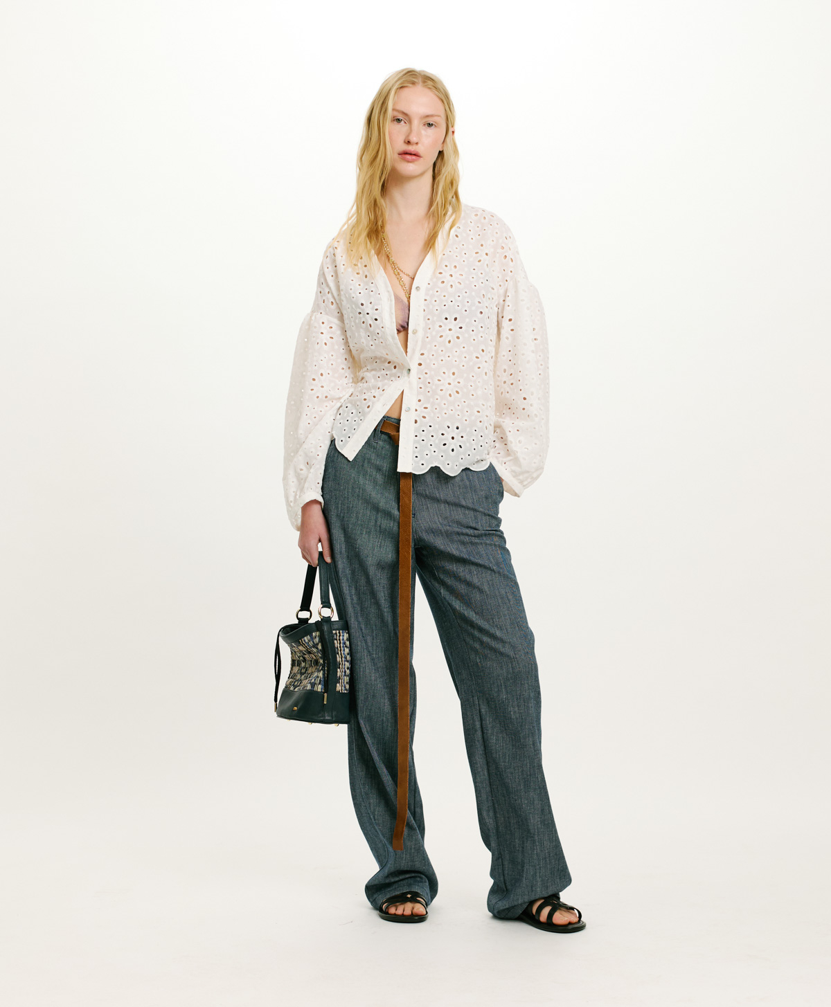 RAYMI SHIRT IN BRODERIE ANGLAISE - CREAM - Momonì