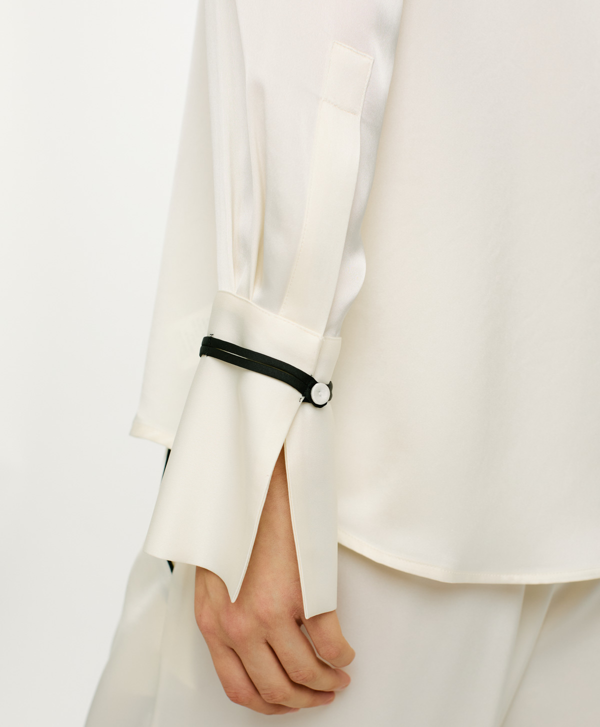 CHEMISIER CARDIFF EN DOUBLE SATIN - SABLE BLANC - Momonì