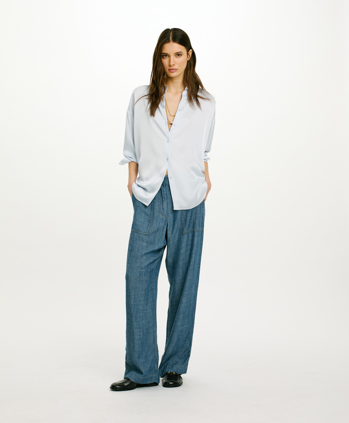 TOLOSA SHIRT IN DOUBLE SATIN - ICELAND - Momonì