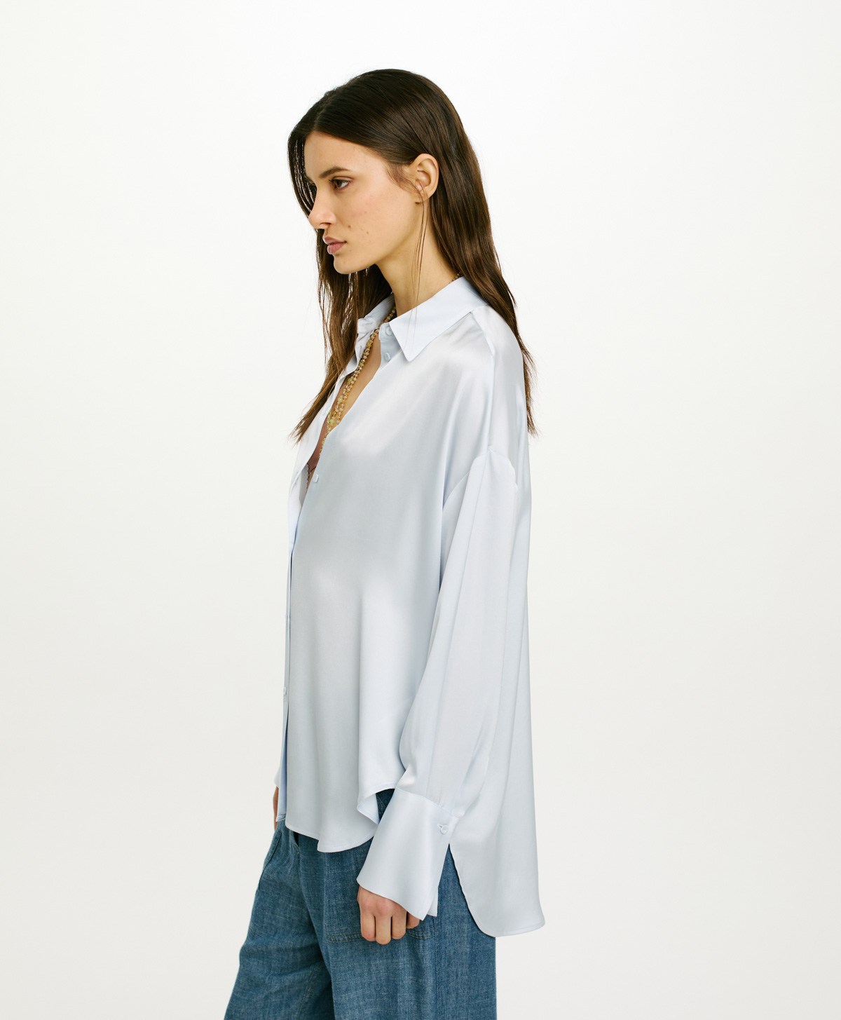 TOLOSA SHIRT IN DOUBLE SATIN - ICELAND - Momonì