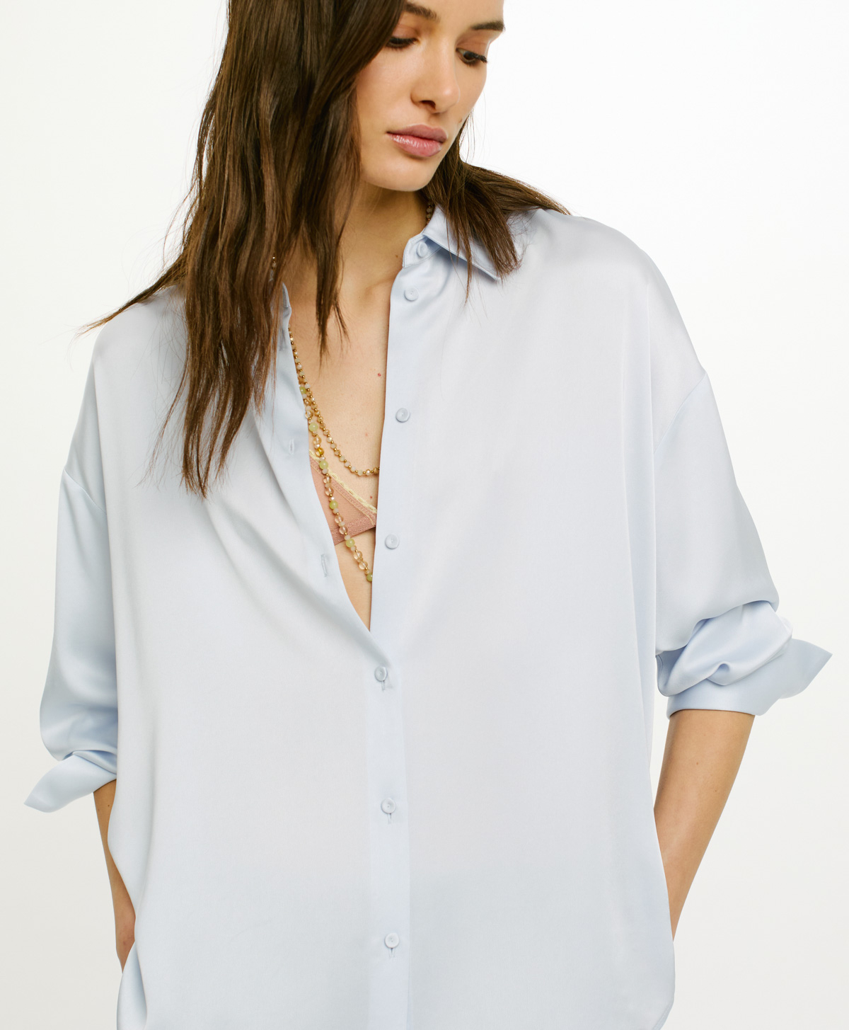 TOLOSA SHIRT IN DOUBLE SATIN - ICELAND - Momonì