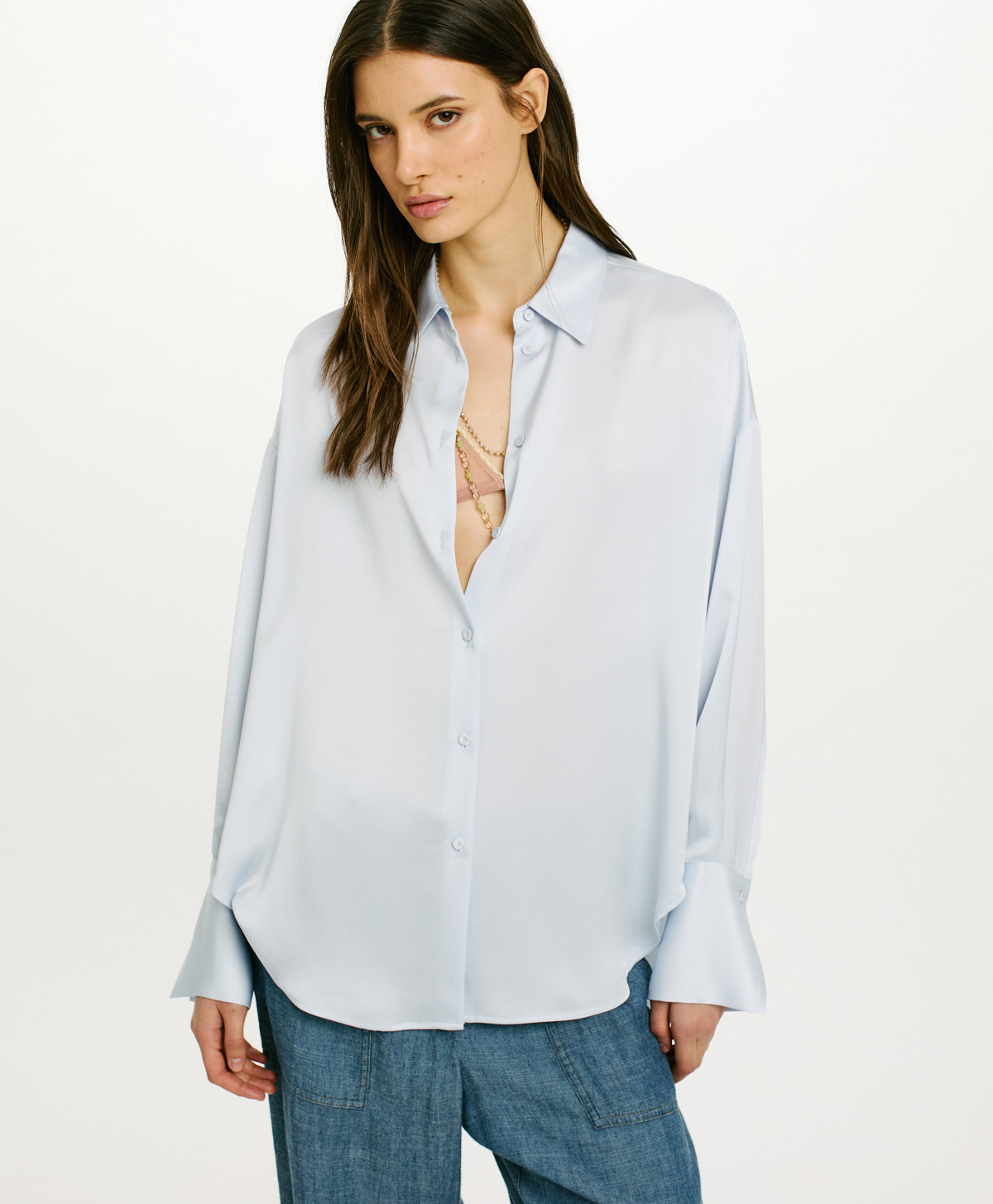 TOLOSA SHIRT IN DOUBLE SATIN - ICELAND - Momonì