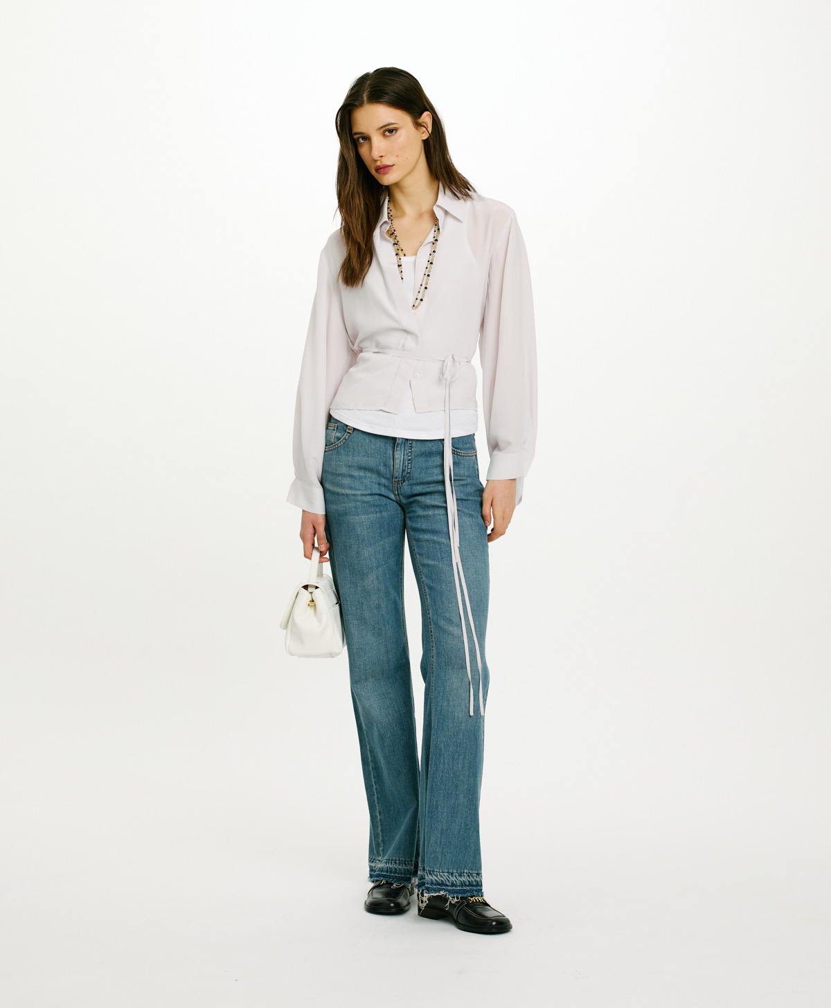 MERIDA SHIRT IN SAND WASH SILK VISCOSE - ICE - Clothing - Momonì