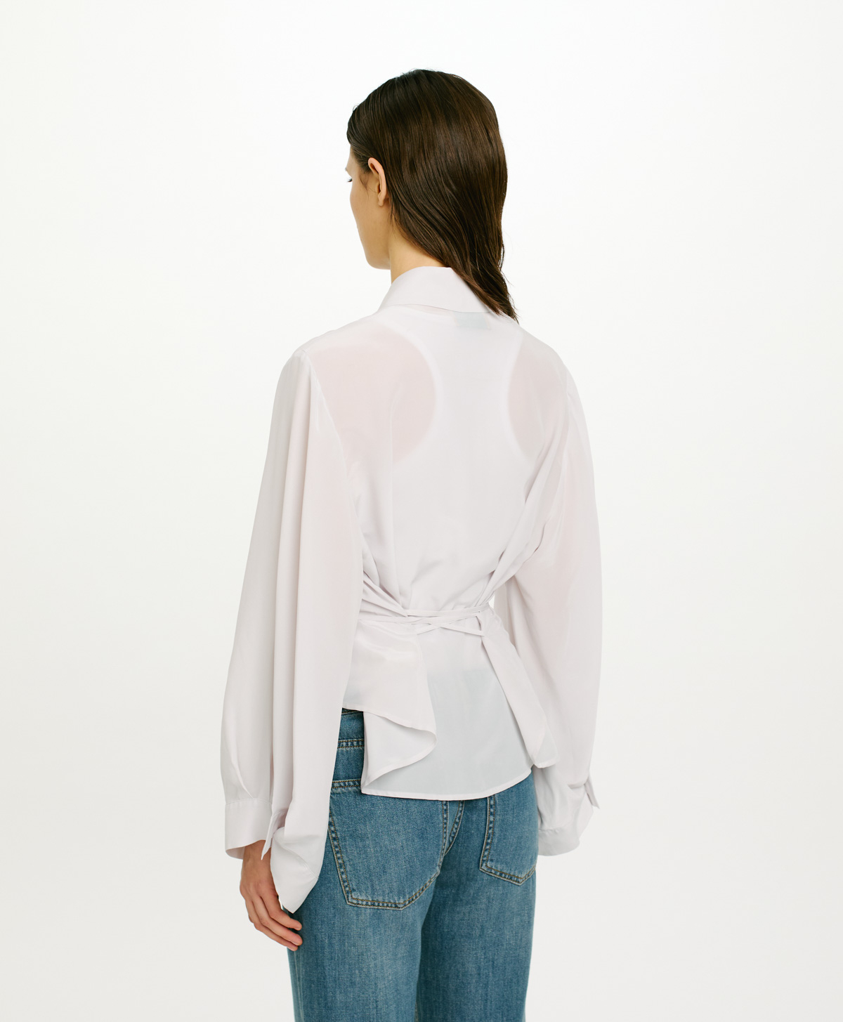 CHEMISIER MÉRIDA EN SOIE VISCOSE LAVÉE AU SABLE - GLACE - Momonì