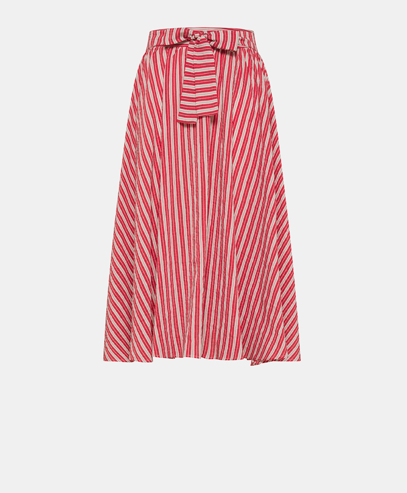 CAIANA SKIRT IN STRIPED COTTON AND SILK - CREAM/RED - Clothing - Momonì