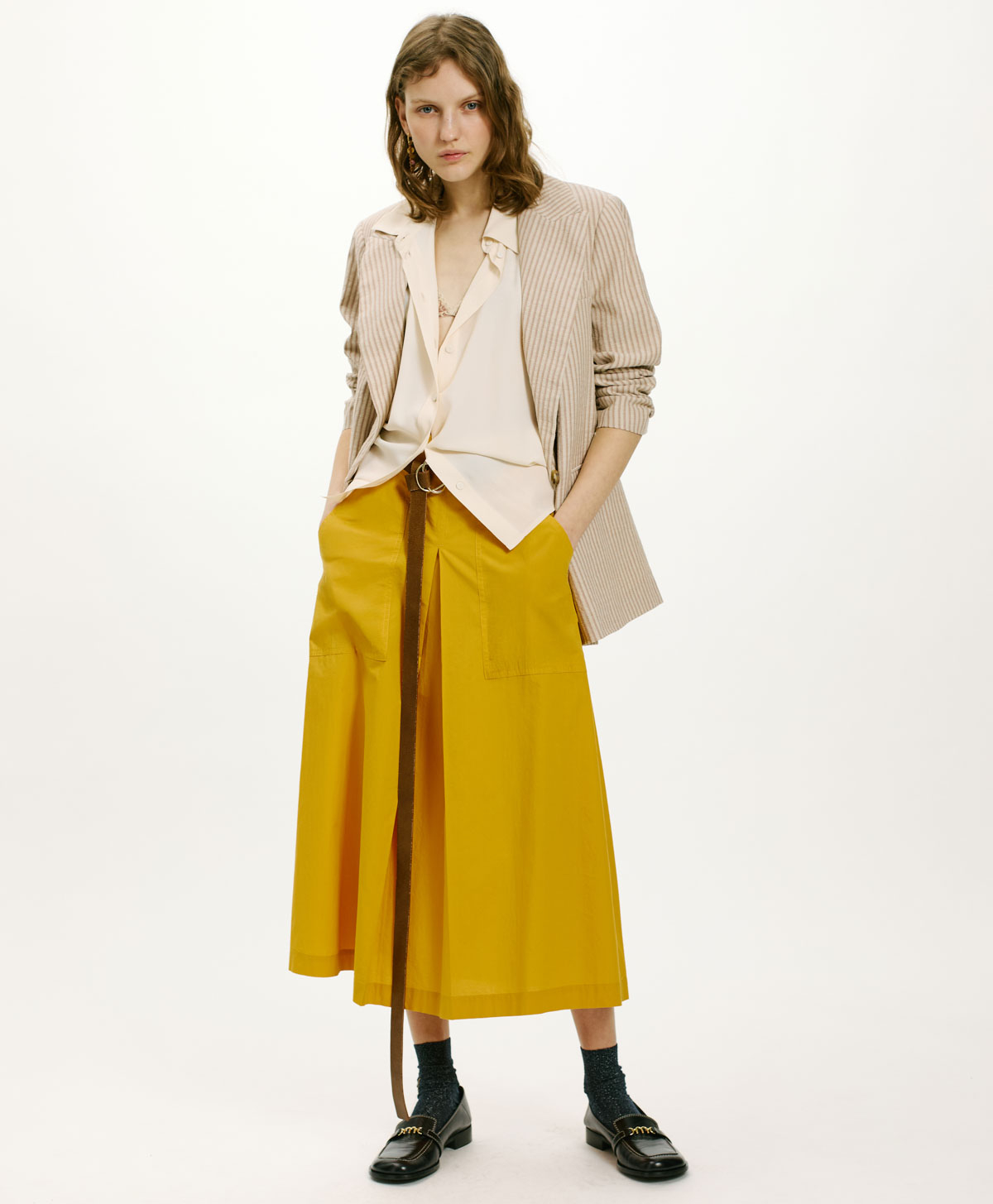 LANTANA SKIRT IN NON-STRETCH POPLIN - YELLOW - Clothing - Momonì