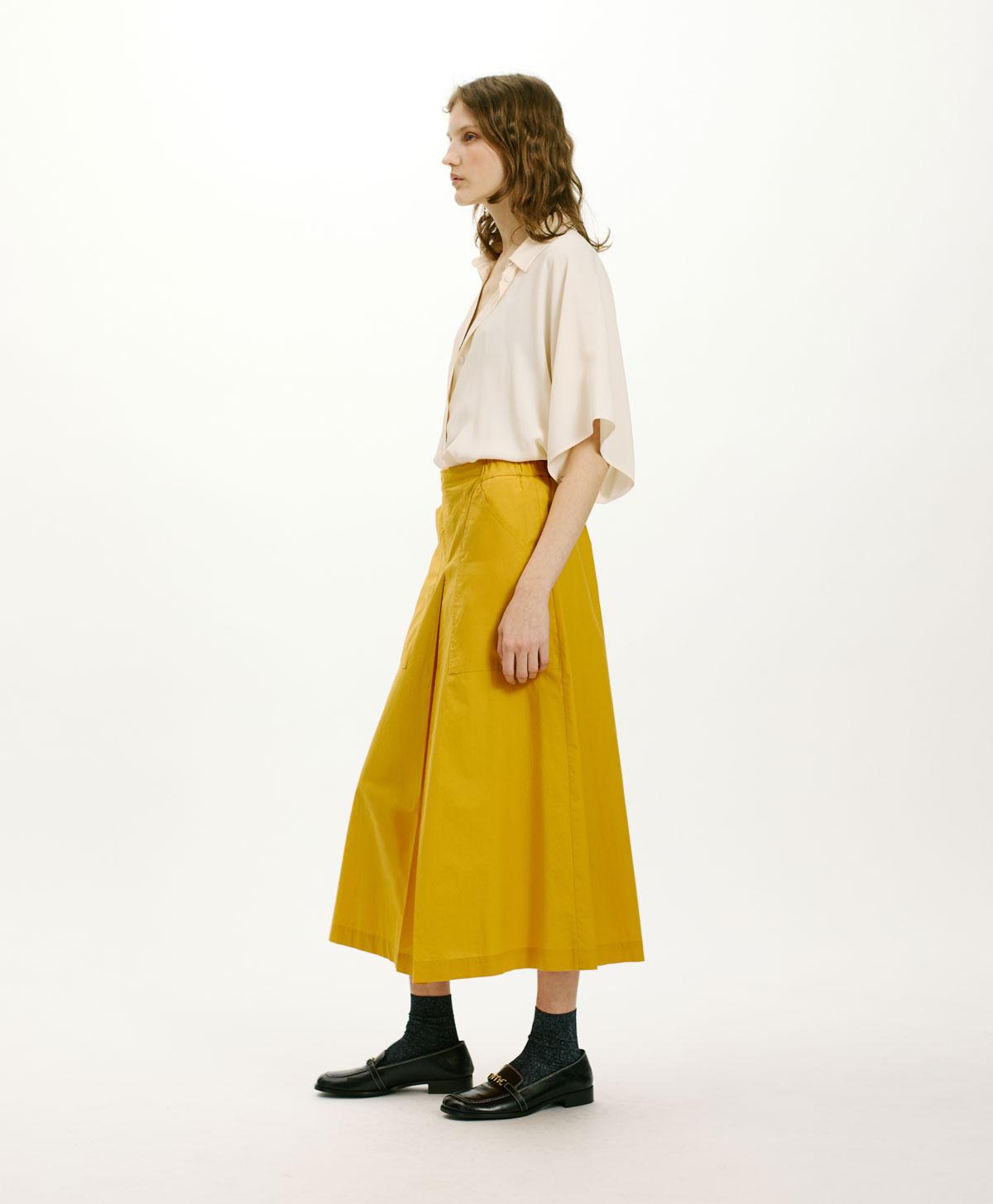 LANTANA SKIRT IN NON-STRETCH POPLIN - YELLOW - Momonì