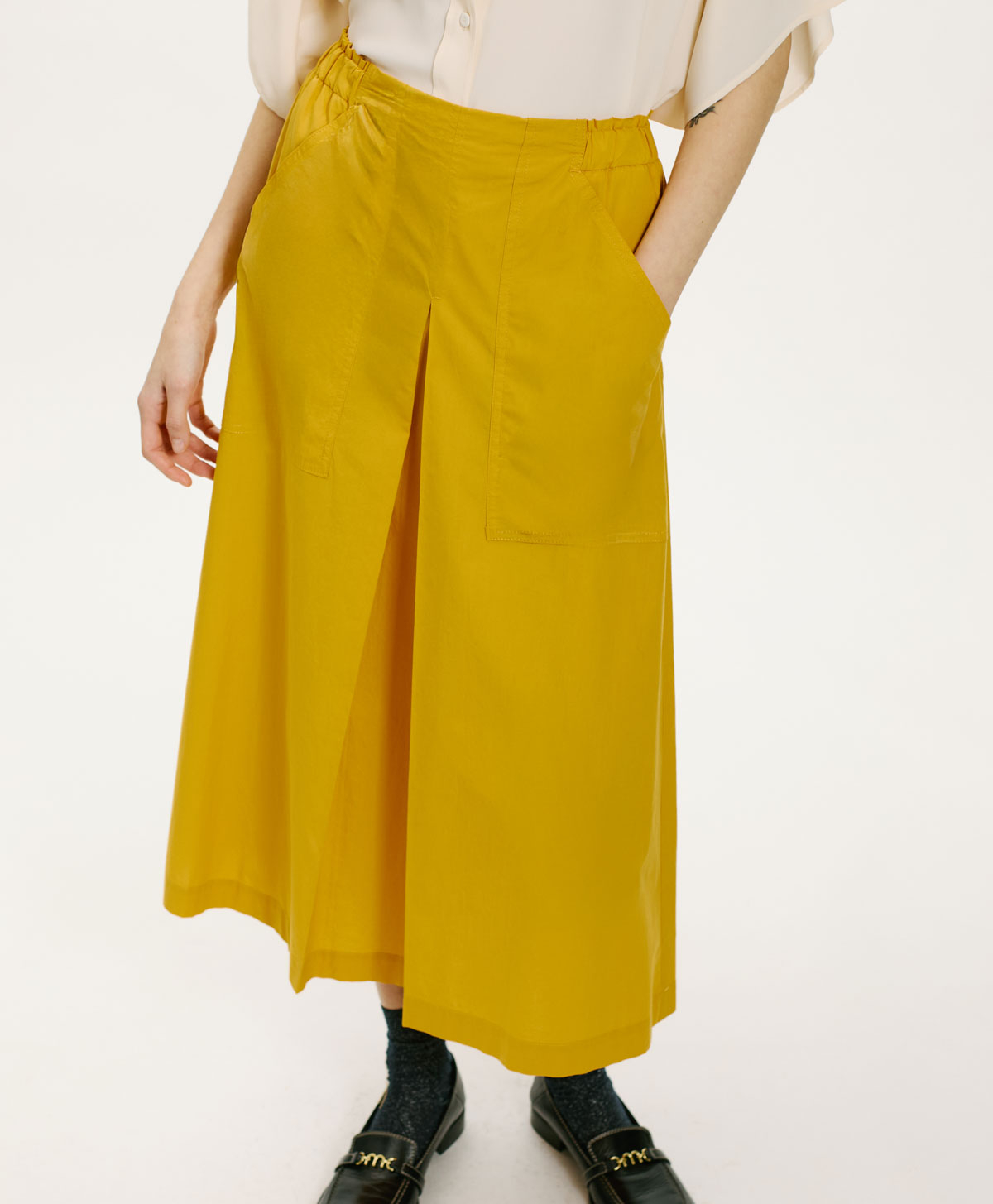LANTANA SKIRT IN NON-STRETCH POPLIN - YELLOW - Momonì