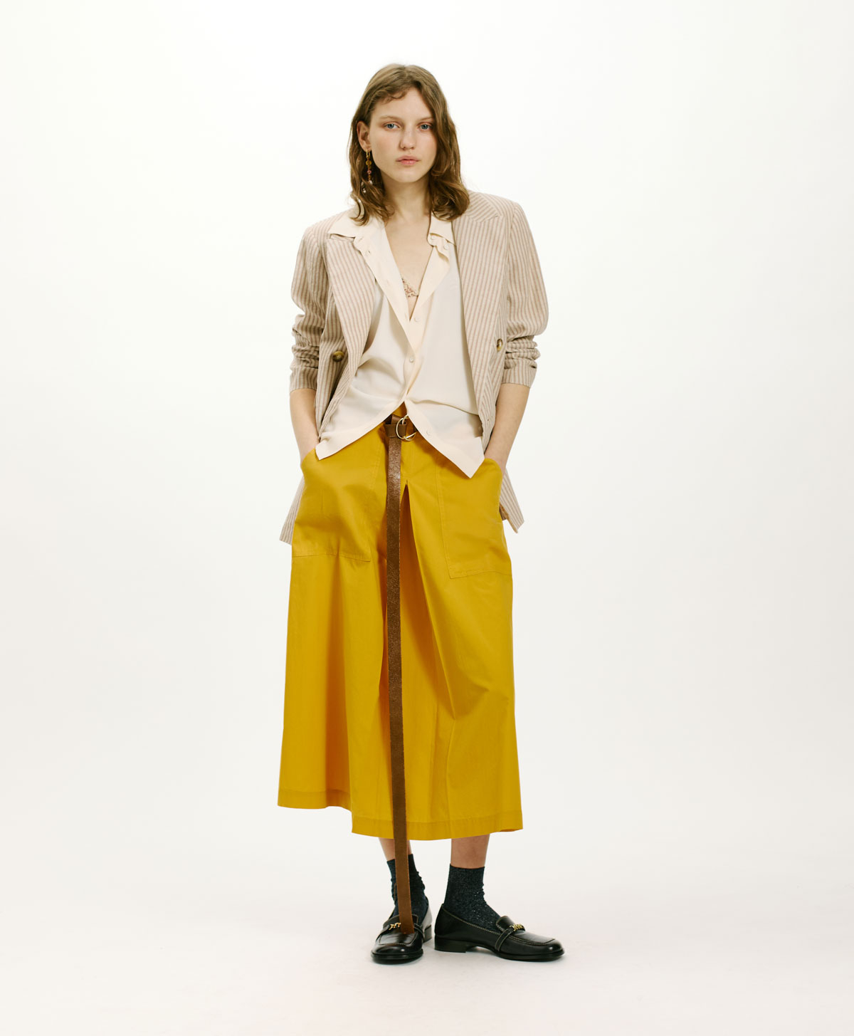 LANTANA SKIRT IN NON-STRETCH POPLIN - YELLOW - Momonì