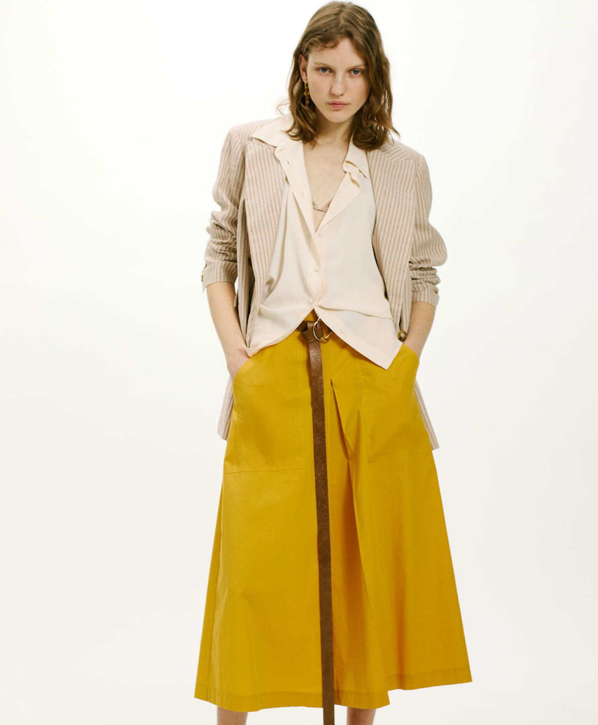 LANTANA SKIRT IN NON-STRETCH POPLIN - YELLOW - Momonì