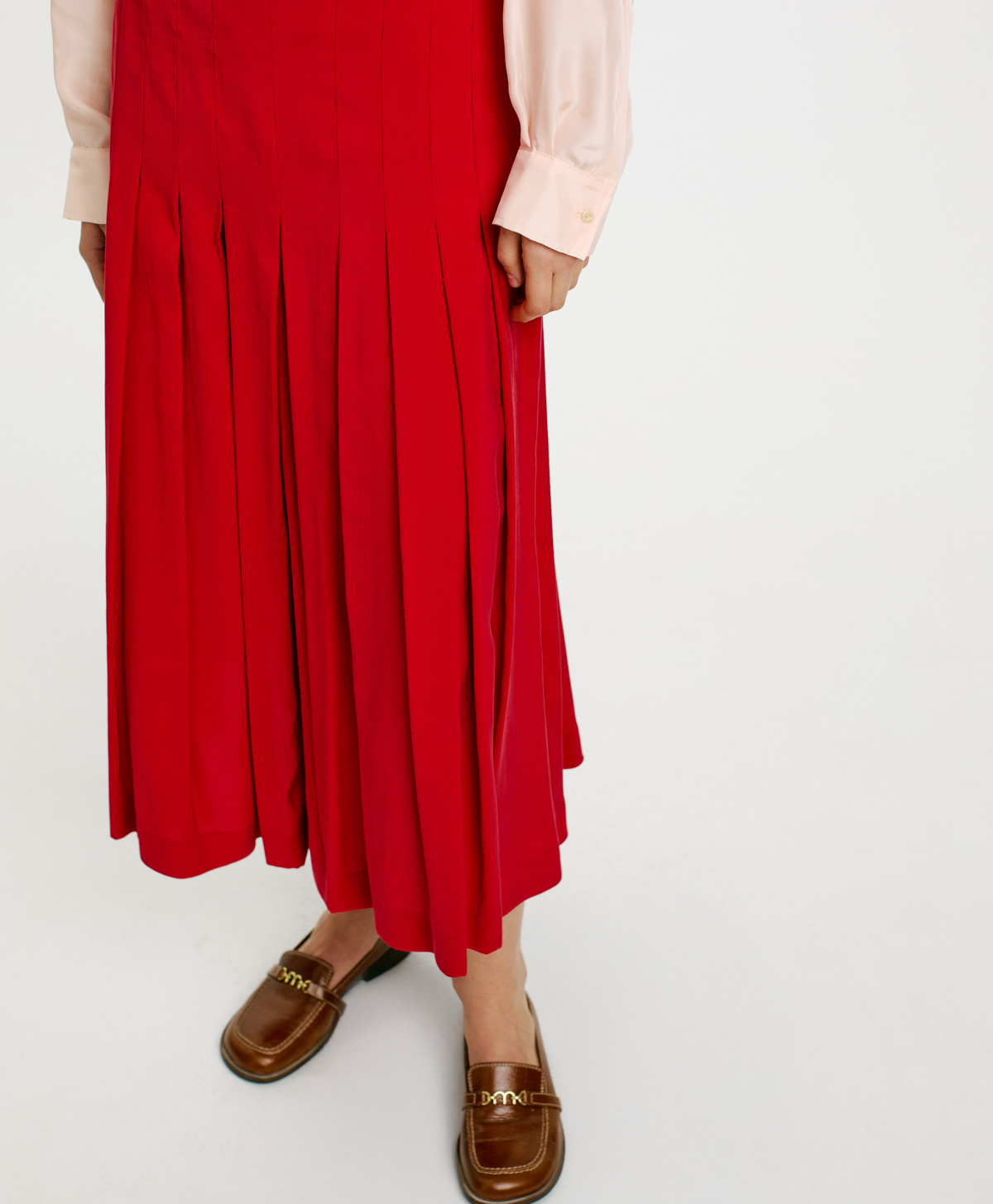 JUPE ELEA EN VISCOSE PÊCHE FLUIDE - ROUGE - Momonì