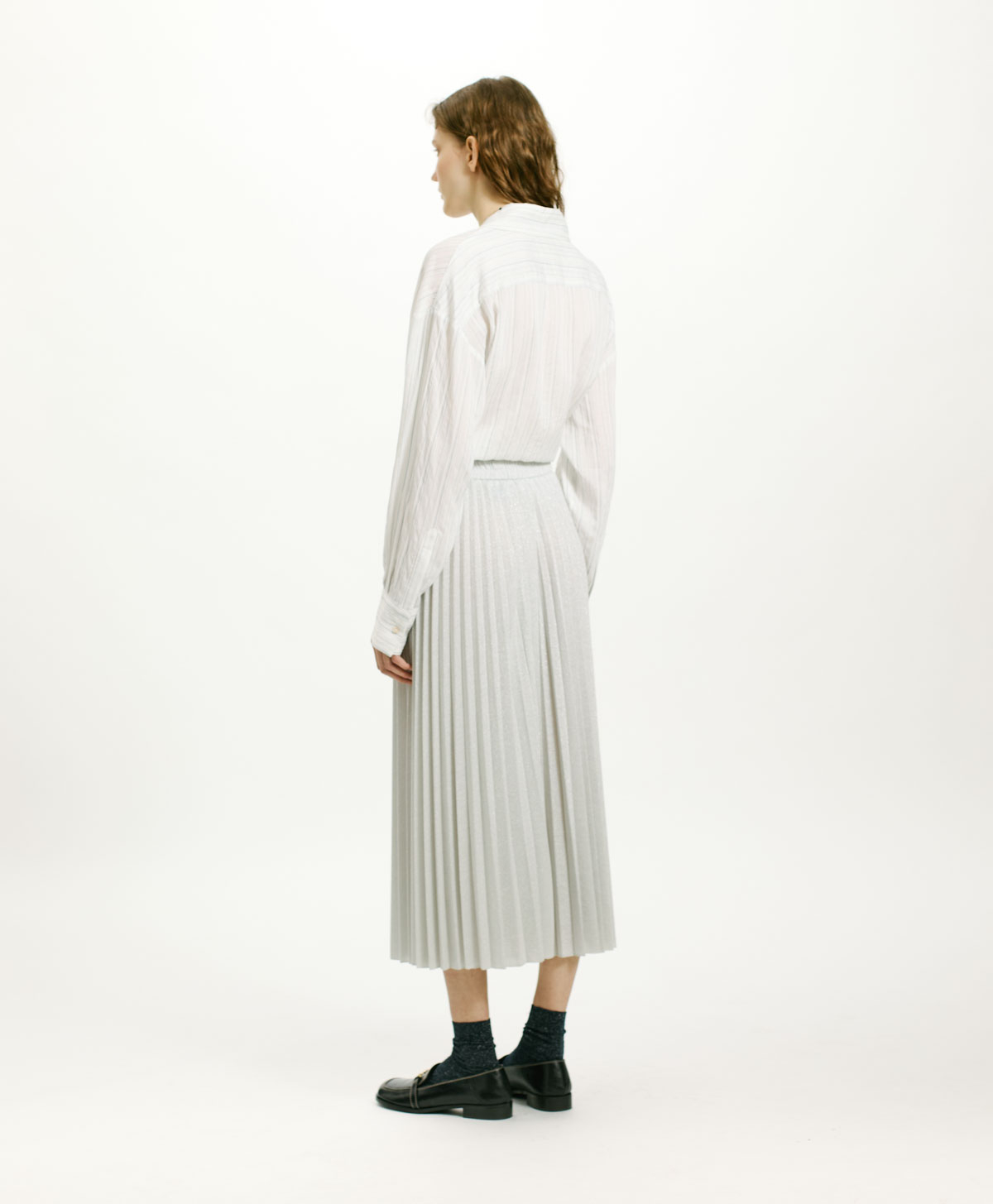 EMI SKIRT IN SOLID COLOUR LUREX JERSEY - PLATINUM - Momonì