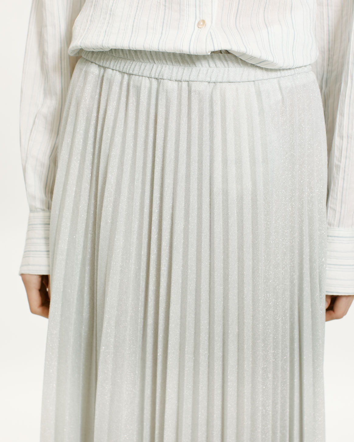 EMI SKIRT IN SOLID COLOUR LUREX JERSEY - PLATINUM - Momonì