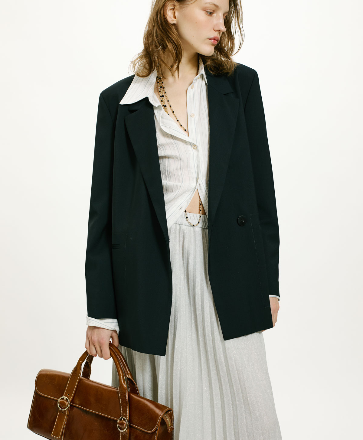 EMI SKIRT IN SOLID COLOUR LUREX JERSEY - PLATINUM - Momonì