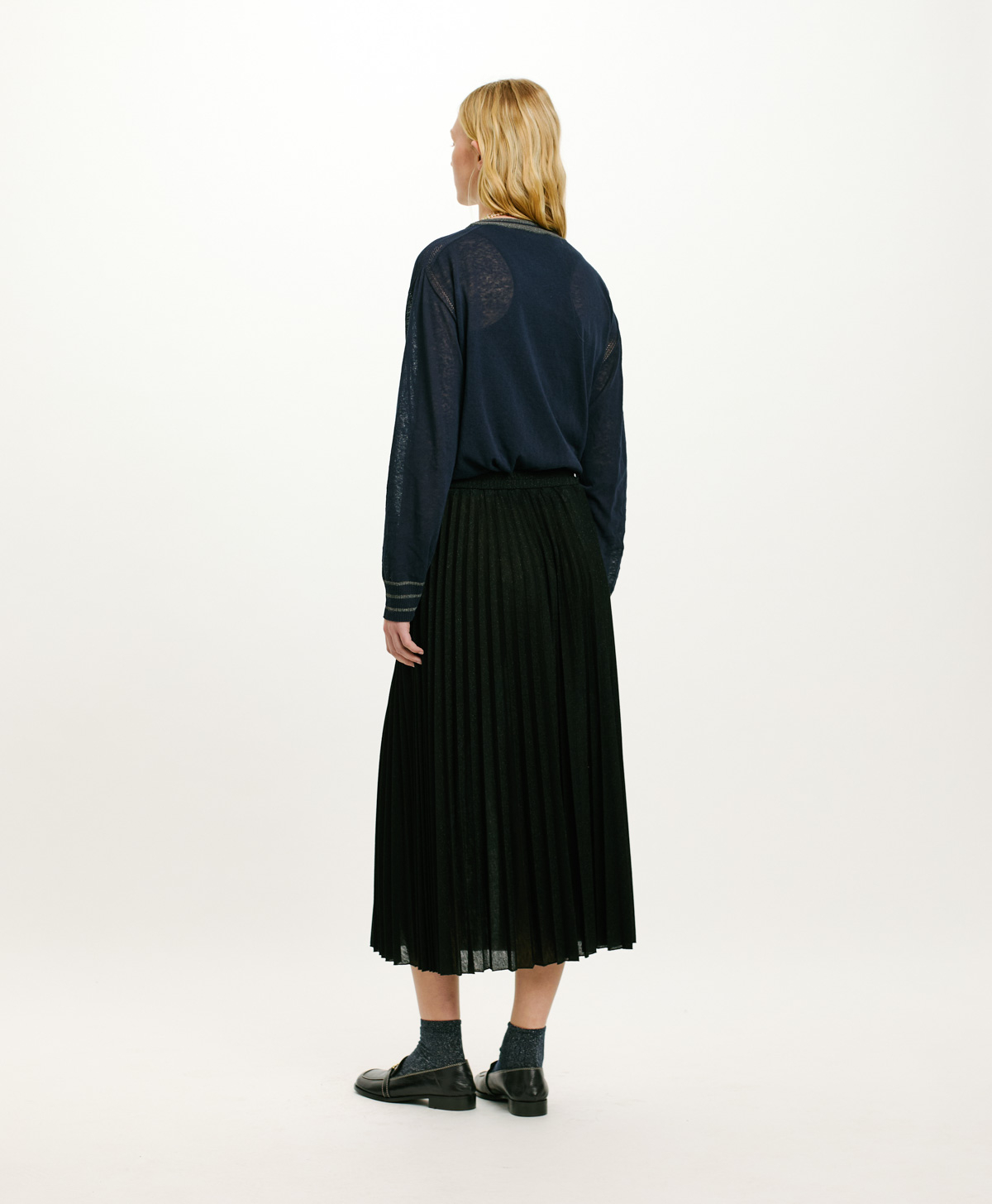 EMI SKIRT IN SOLID COLOUR LUREX JERSEY - BLACK - Momonì