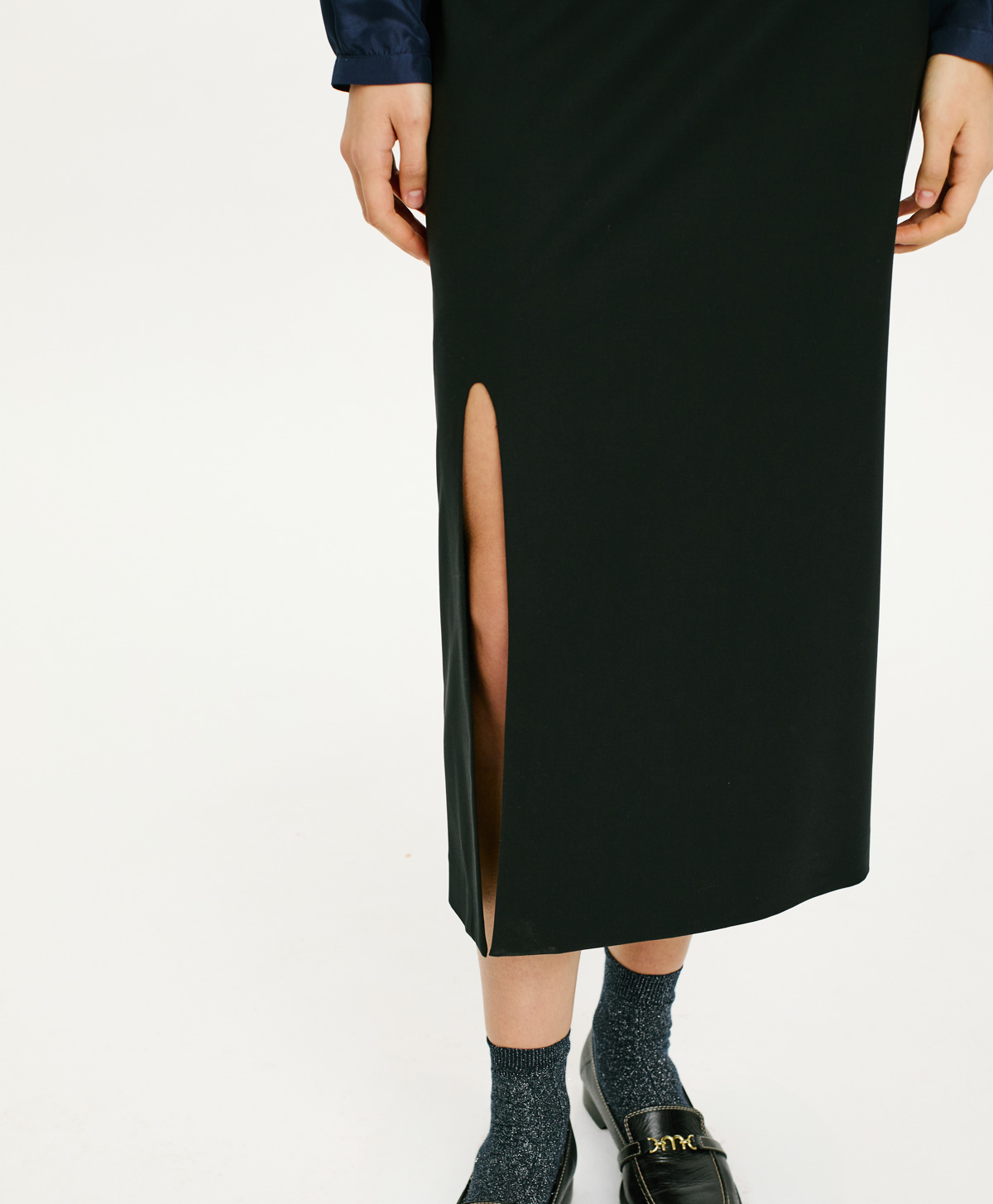 ATENE SKIRT IN STRETCH POLY VISCOSE - BLACK - Momonì