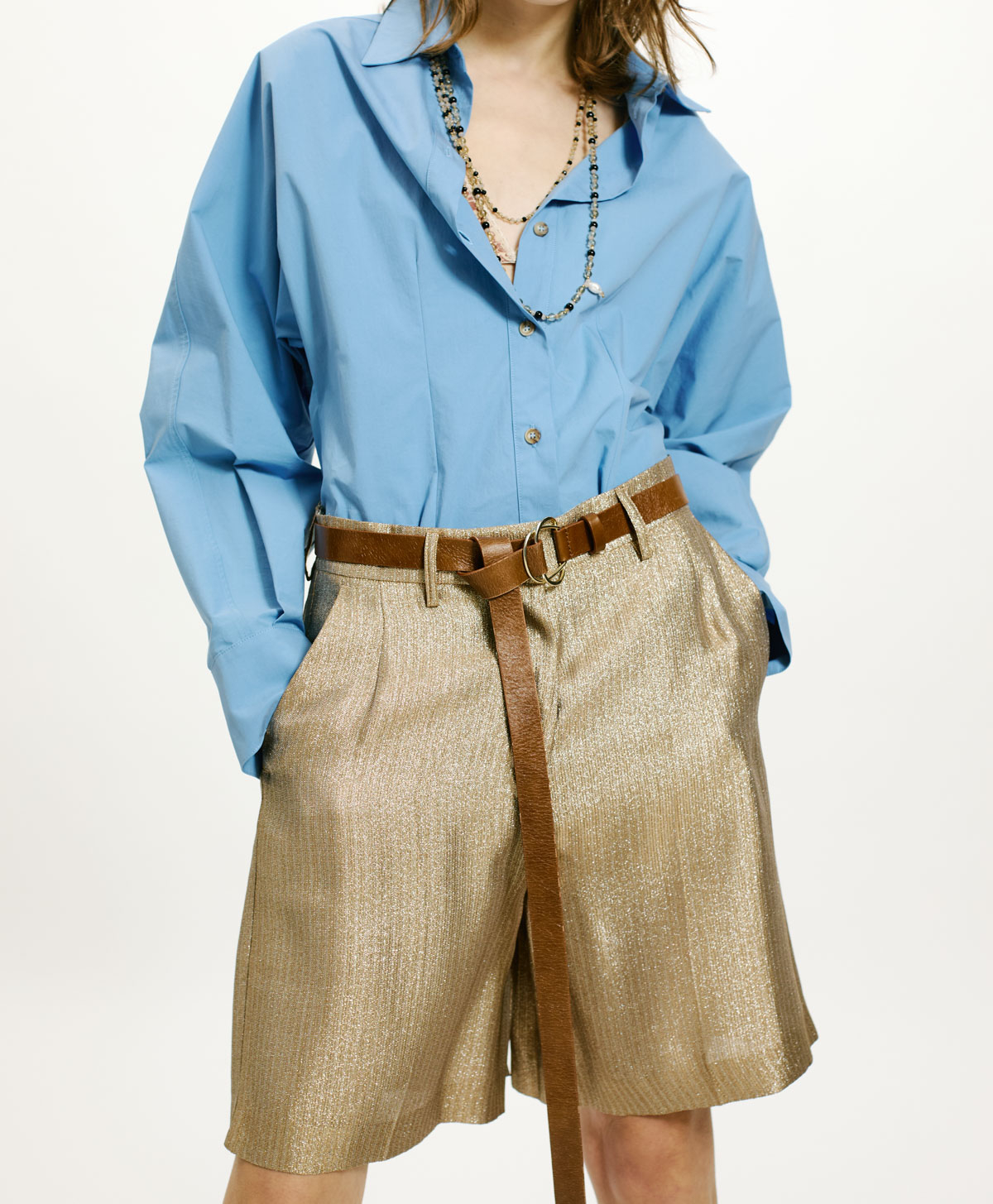 SHORTS PAO IN STUOIA LUREX - ORO/ARGENTO - Clothing - Momonì