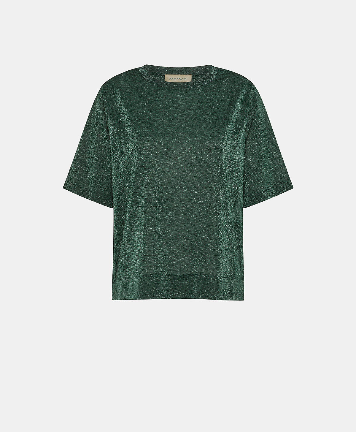 IORA T-SHIRT IN SOLID COLOUR LUREX JERSEY - DARK GREEN - Clothing - Momonì