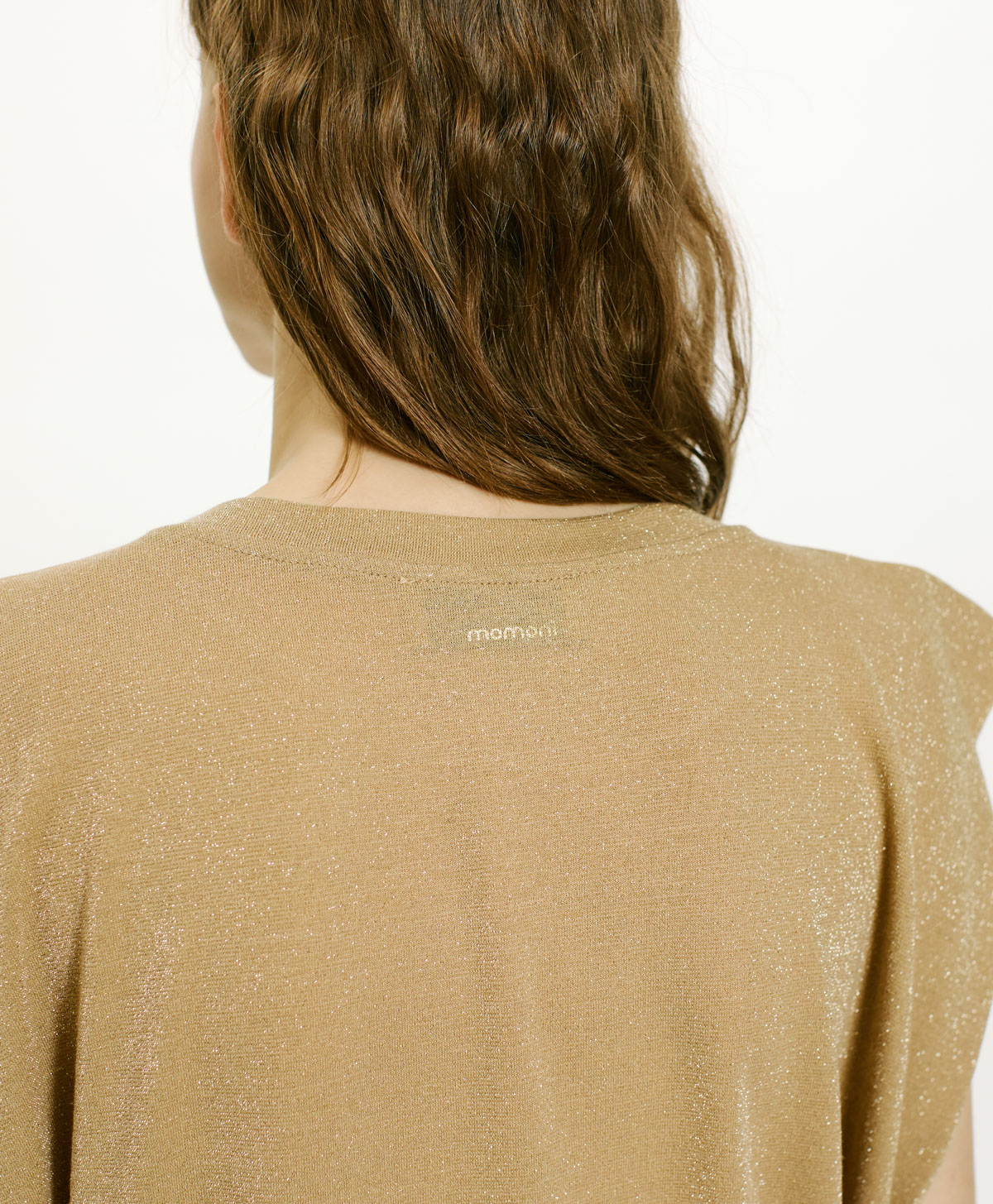 ENNA T-SHIRT IN SOLID COLOUR LUREX JERSEY - DARK GOLD - Momonì
