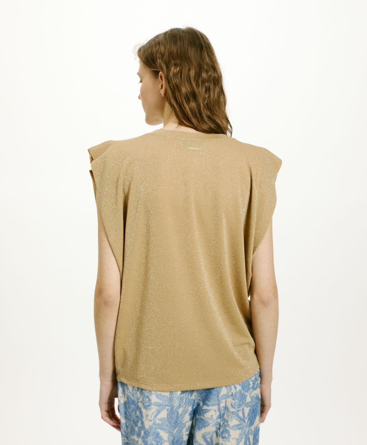 ENNA T-SHIRT IN SOLID COLOUR LUREX JERSEY - DARK GOLD - Momonì