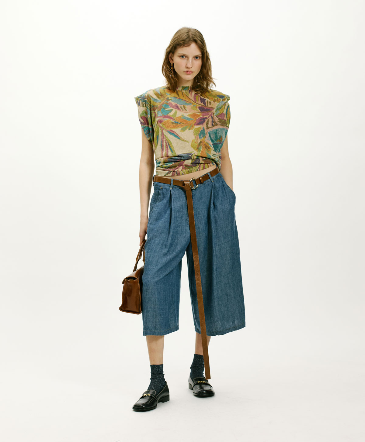 ENNA T-SHIRT IN PRINTED LUREX JERSEY - MULTICOLOR AQUAMARINE - Clothing - Momonì