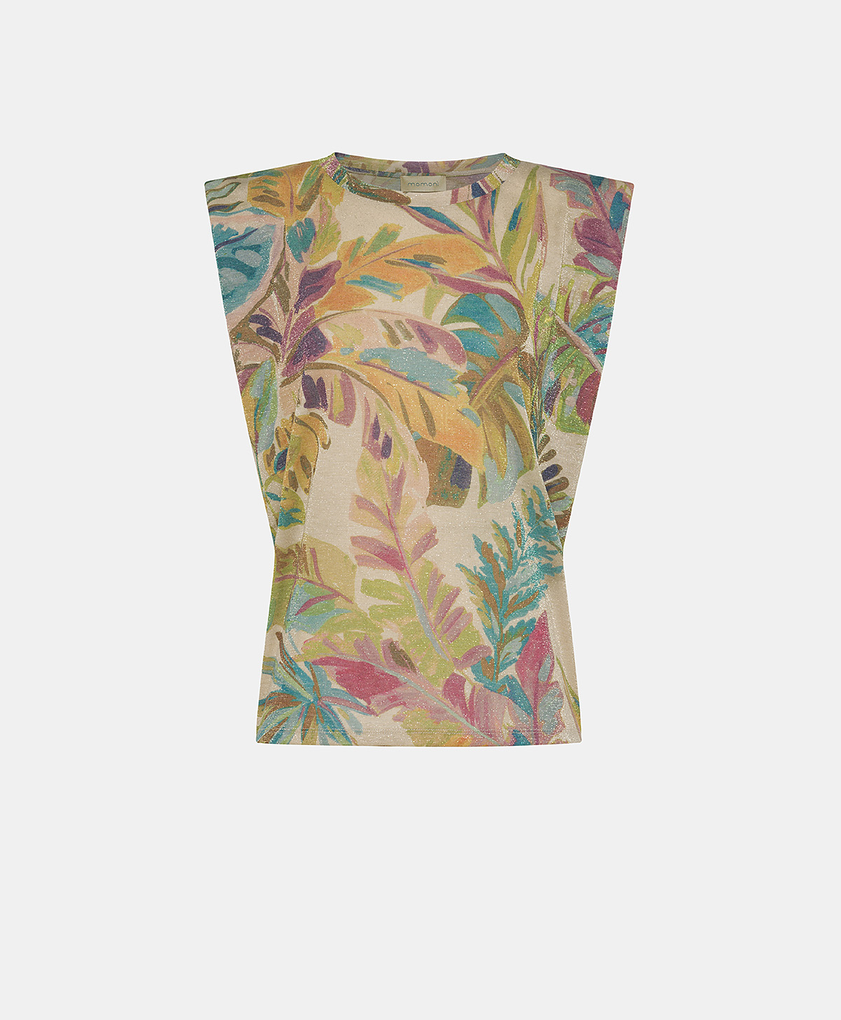 ENNA T-SHIRT IN PRINTED LUREX JERSEY - MULTICOLOR AQUAMARINE - Clothing - Momonì