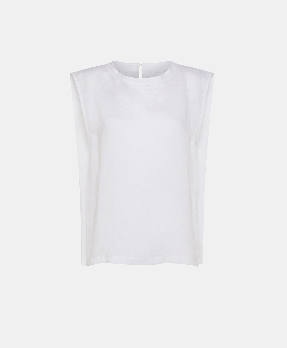 SOFIA T-SHIRT IN YARN DYED LINEN - WHITE - Clothing - Momonì