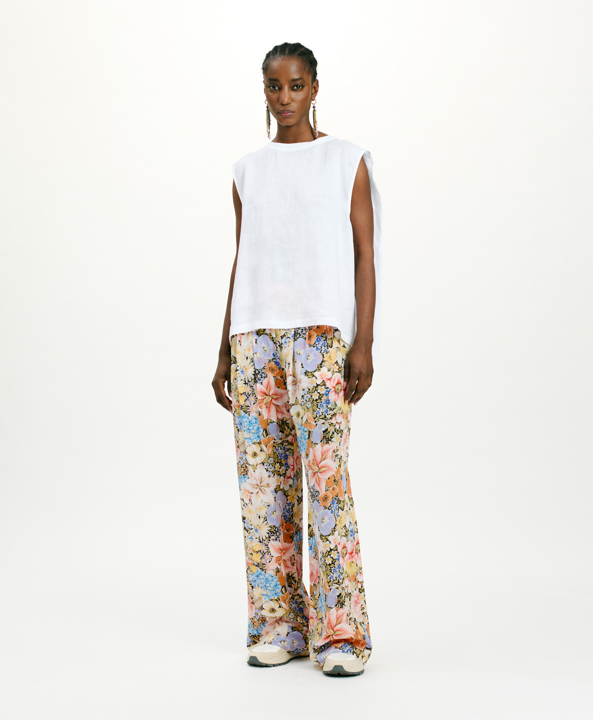 SOFIA T-SHIRT IN YARN DYED LINEN - WHITE - Clothing - Momonì